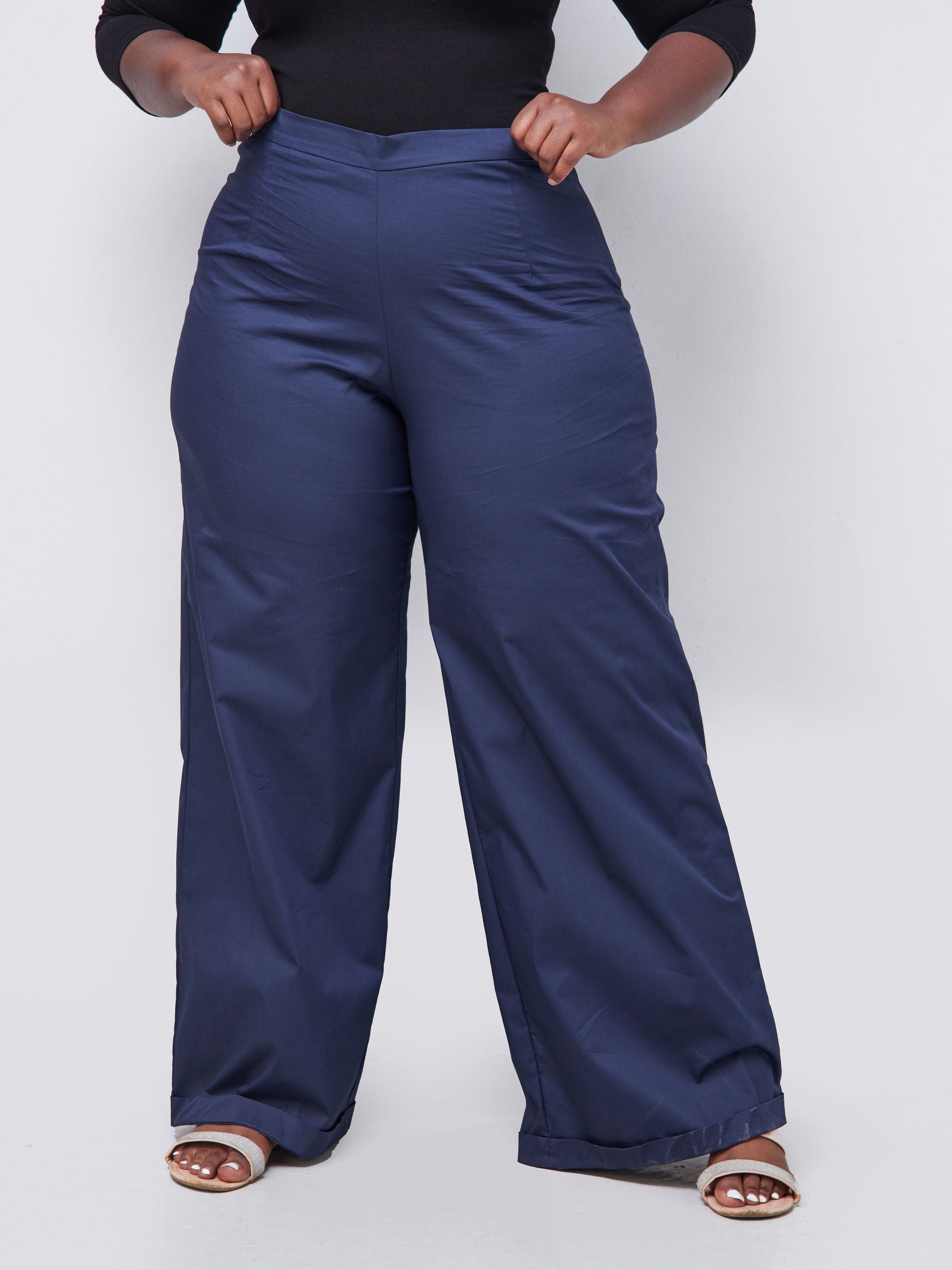 Safari Mali Turn Up Hem Pants - Navy Blue