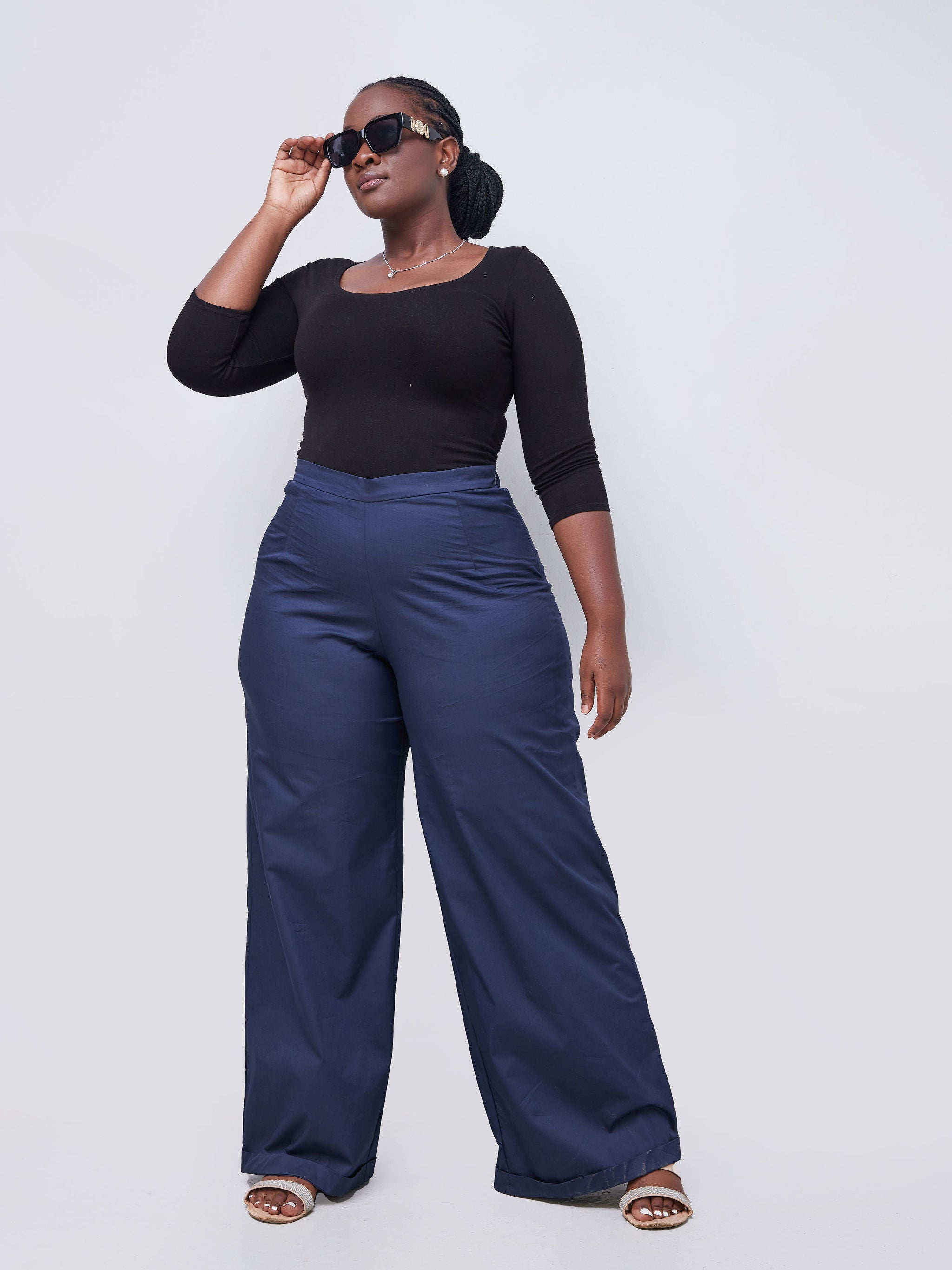 Safari Mali Turn Up Hem Pants - Navy Blue