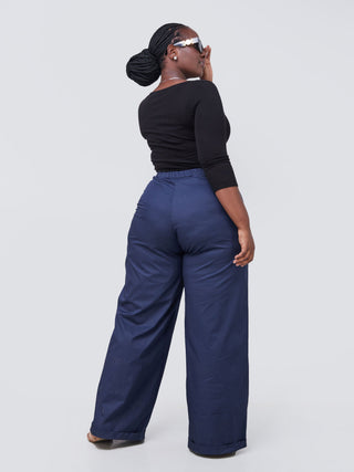 Safari Mali Turn Up Hem Pants - Navy Blue