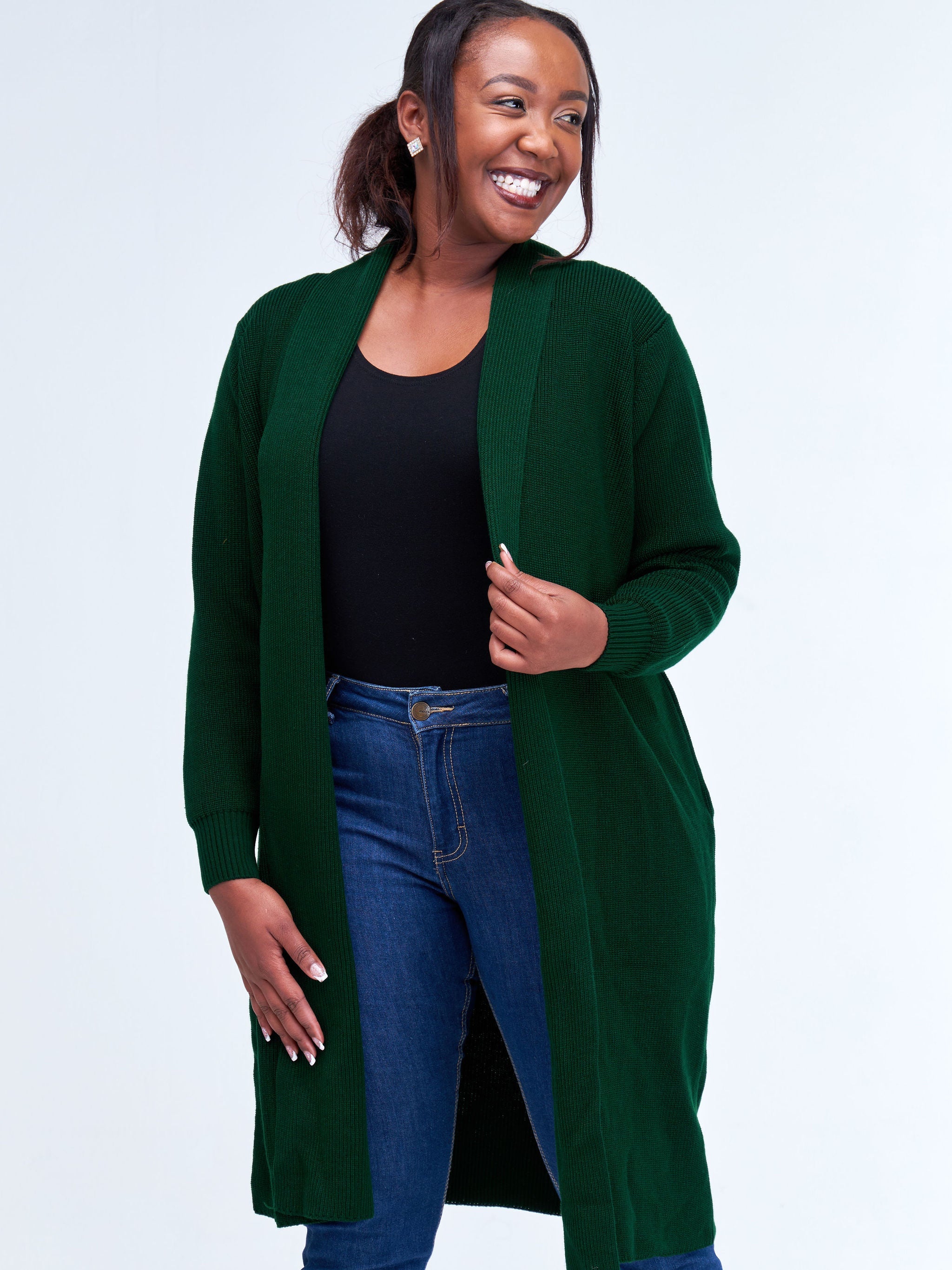 Vivo Long Sleeve Midi Waterfall - Dark Green