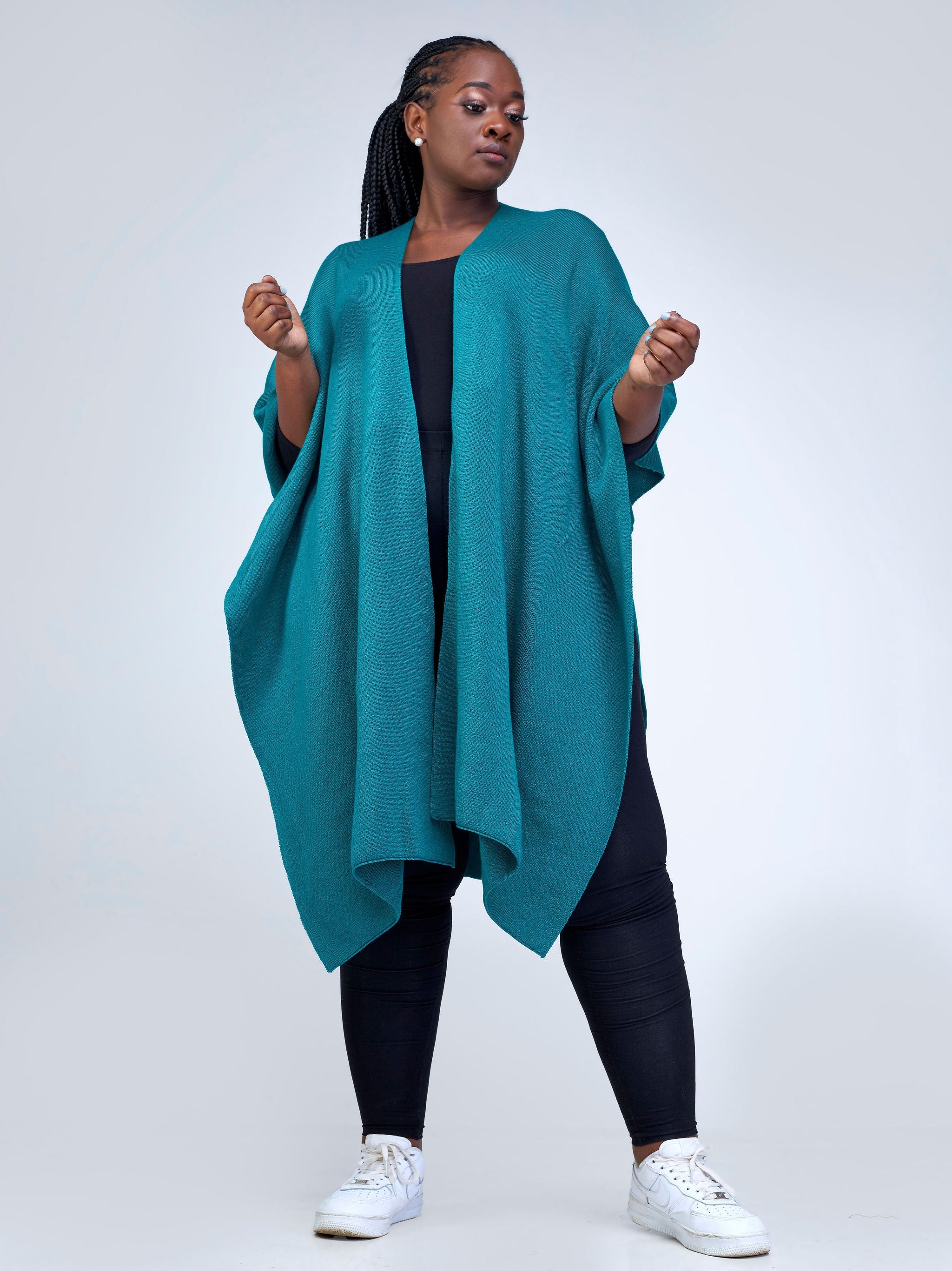 Vivo Basic Double Layered Wrap Poncho (Without Fringe) - Teal