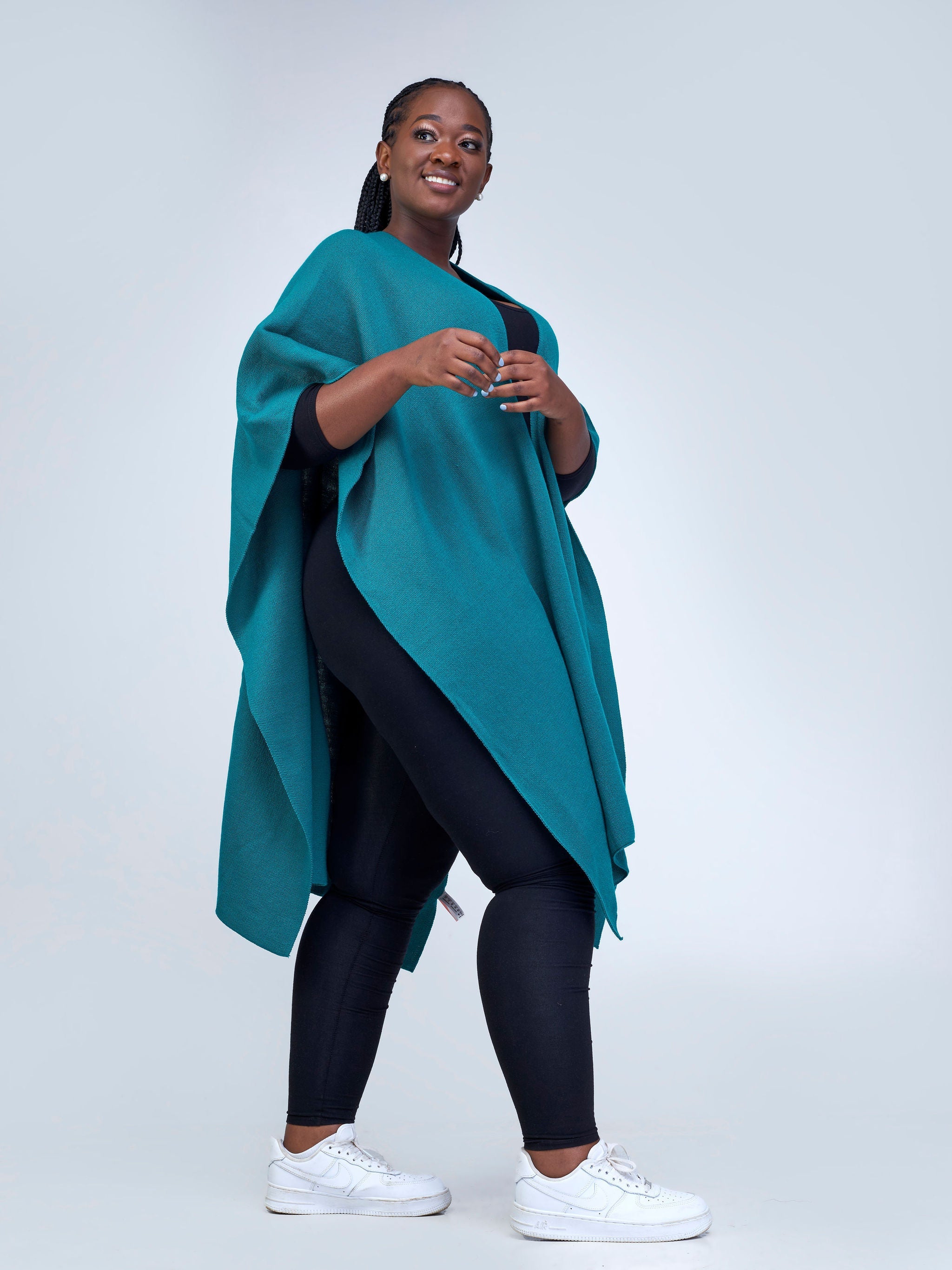 Vivo Basic Double Layered Wrap Poncho (Without Fringe) - Teal