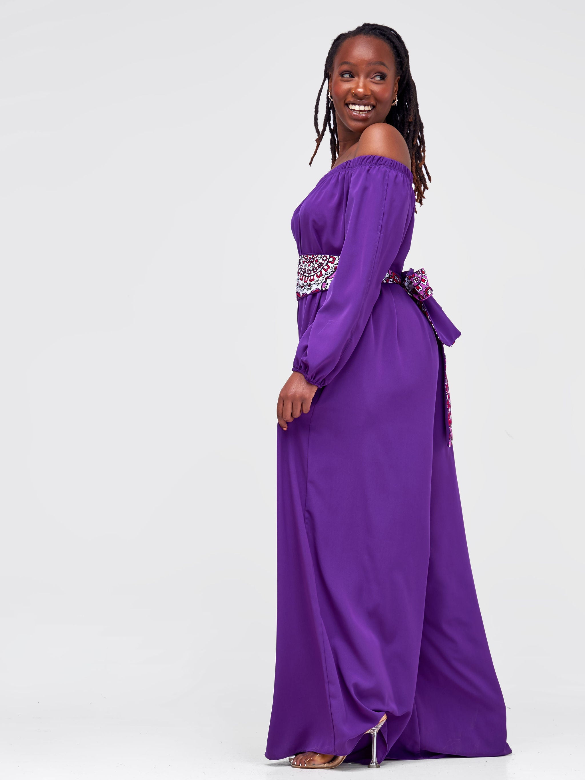 Vivo Yumi Off Shoulder Jumpsuit - Purple