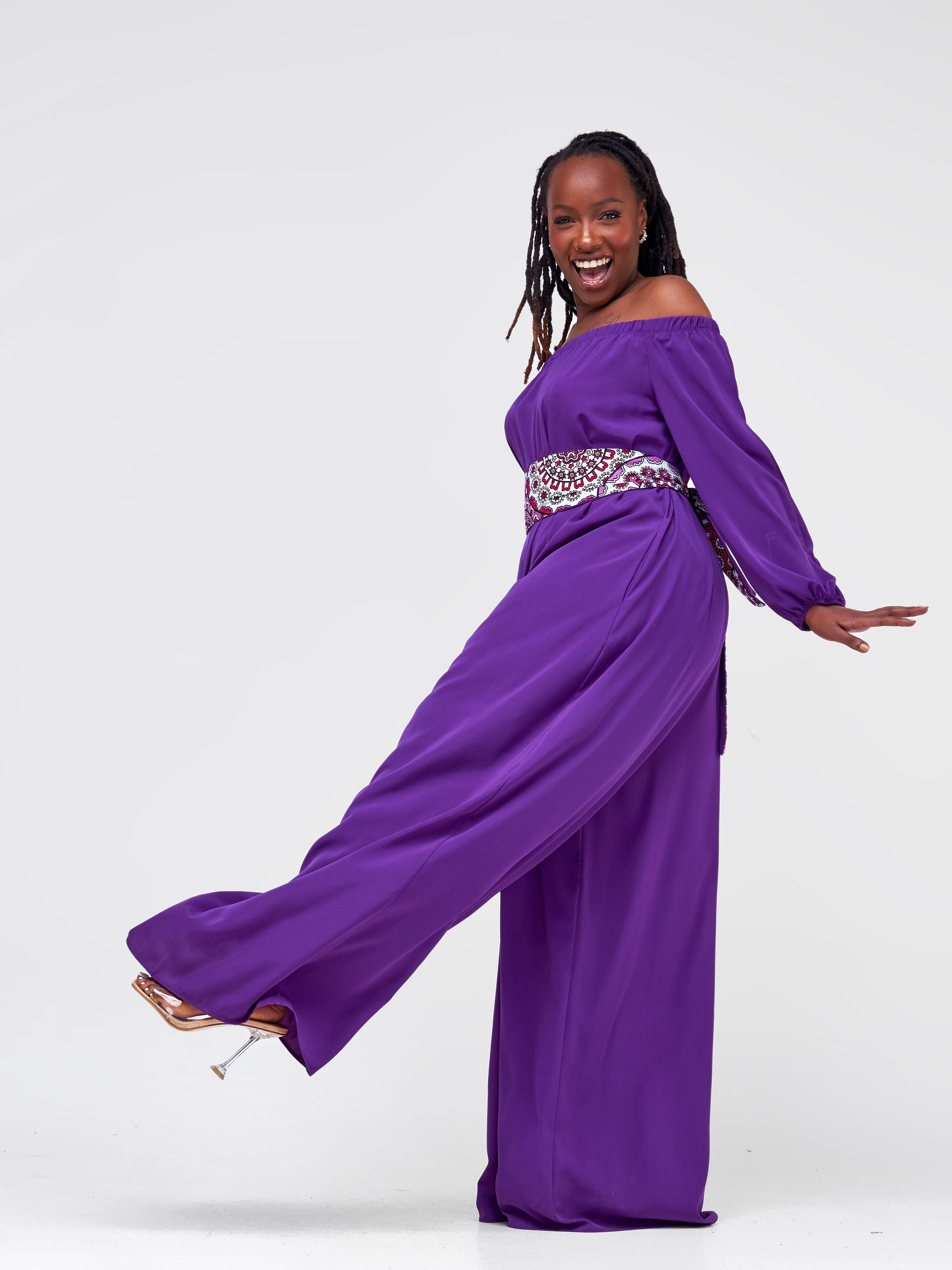 Vivo Yumi Off Shoulder Jumpsuit - Purple