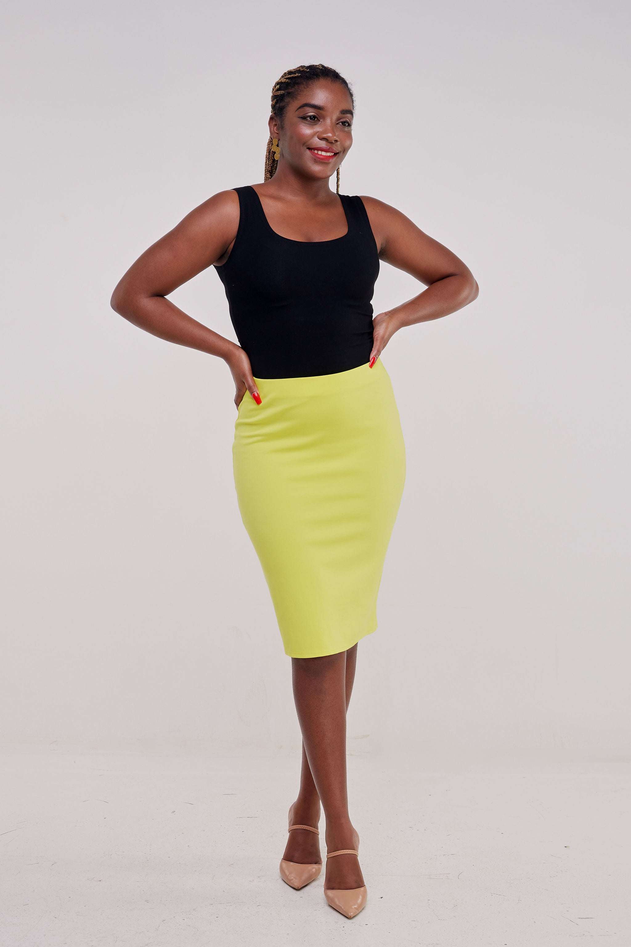 Vivo Basic Straight Skirt - Yellow