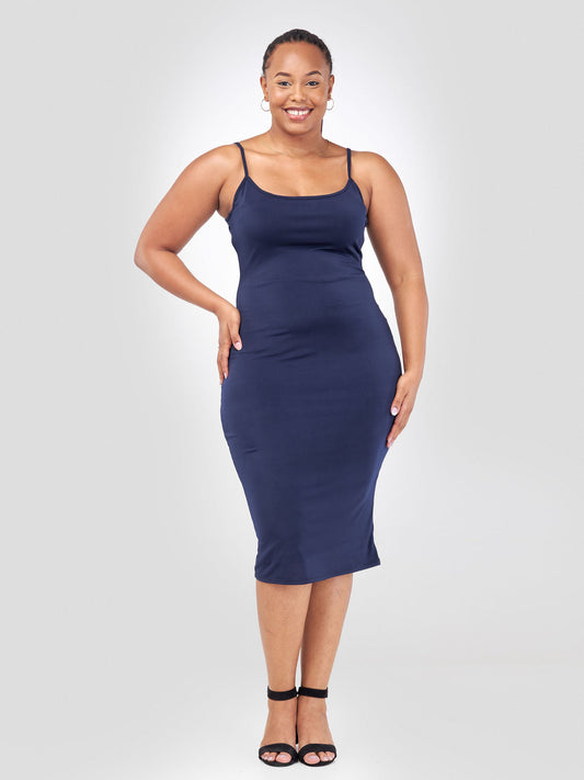 Vivo Naya Strappy Midi Body-Con Dress - Navy Blue
