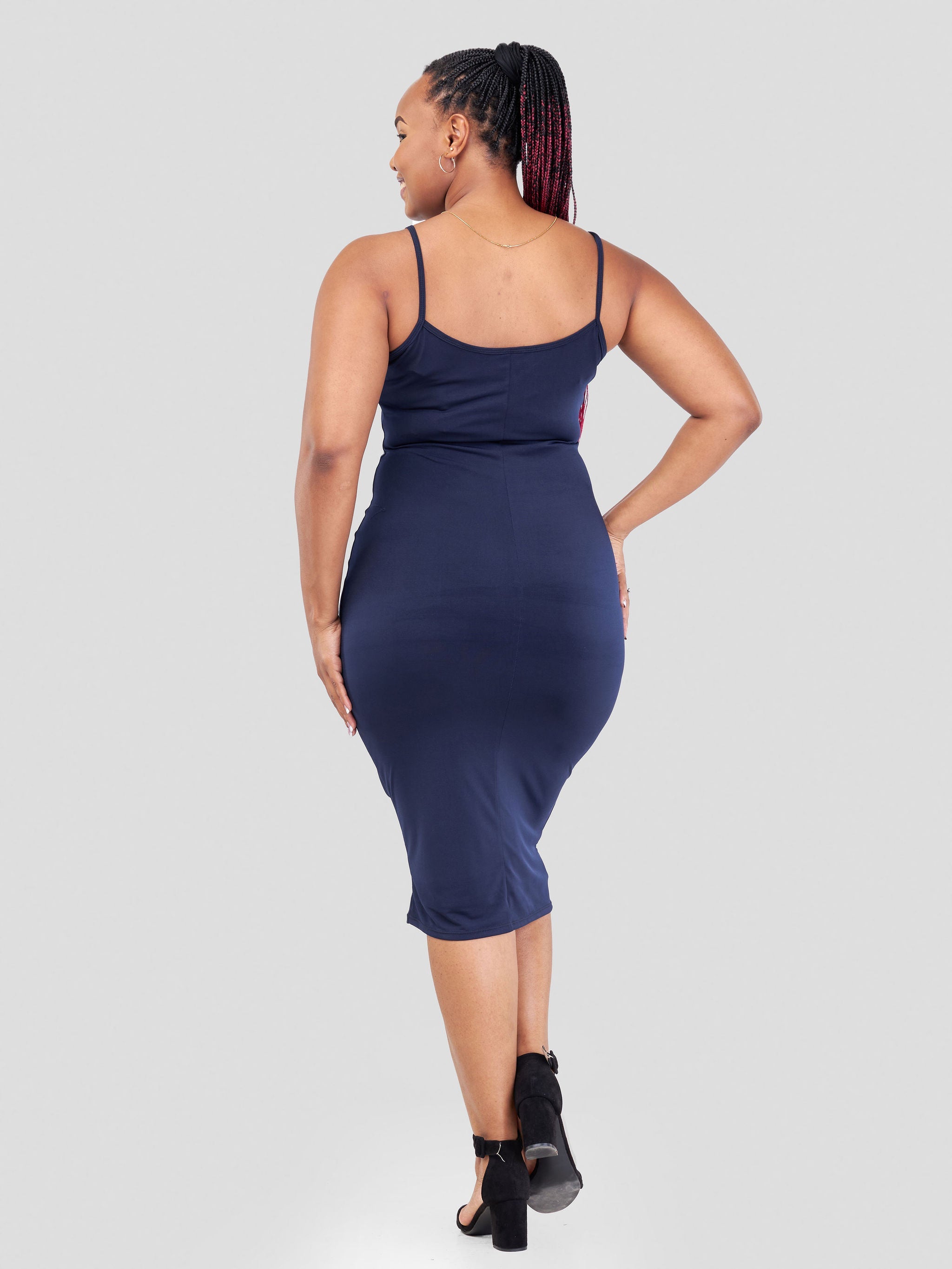 Vivo Naya Strappy Midi Body-Con Dress - Navy Blue