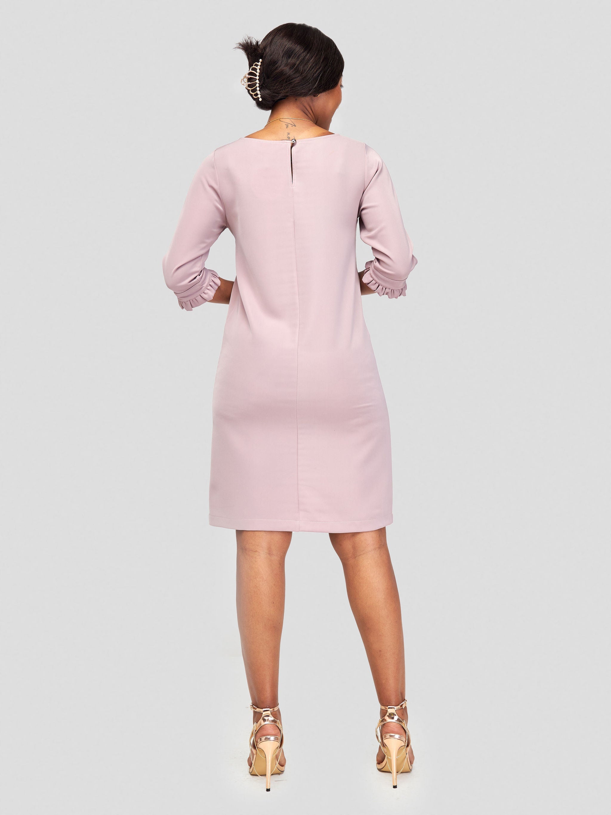 Vivo Sani 3/4 Sleeve Shift Dress - Dark Taupe