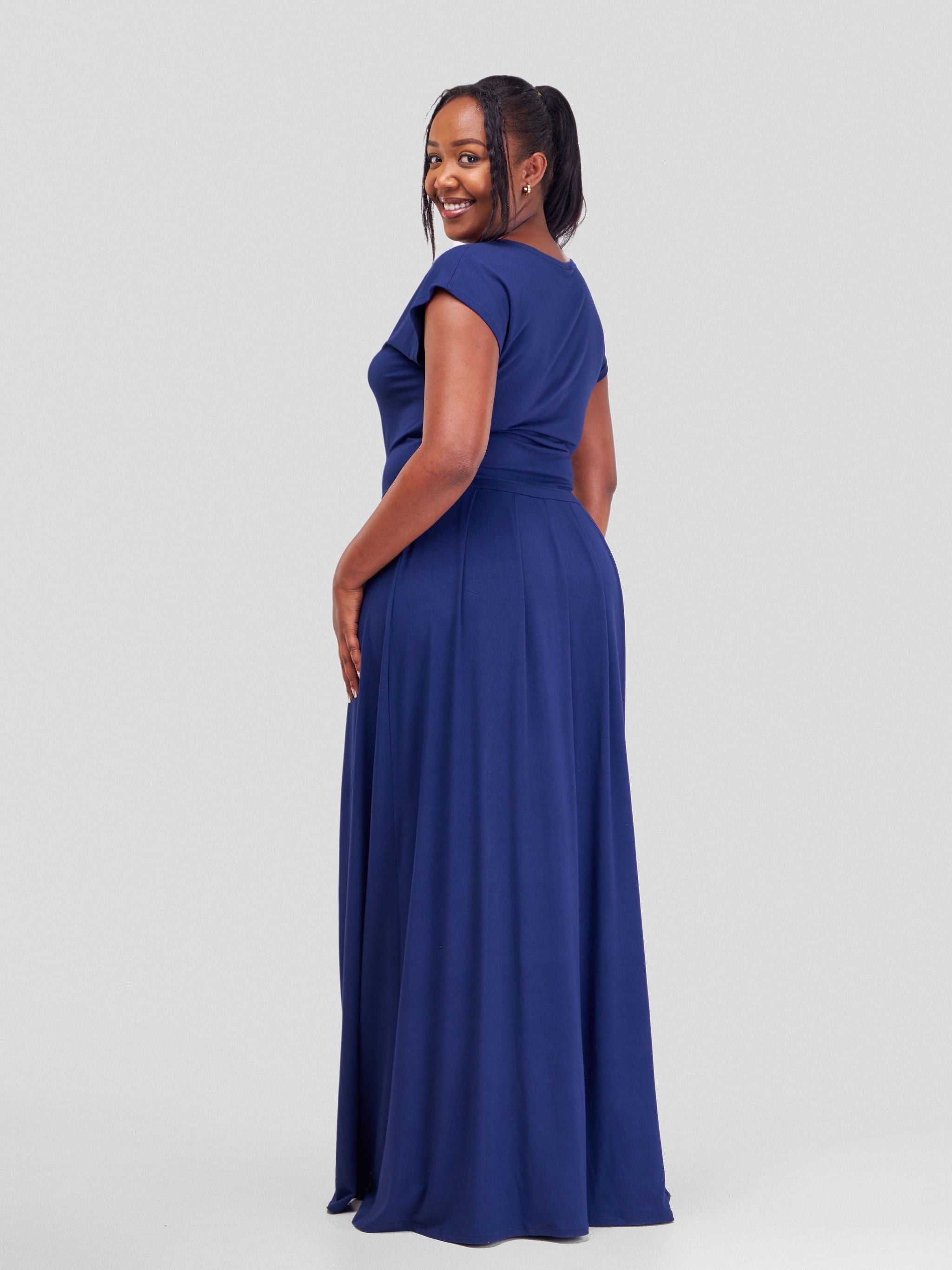 Vivo Amara Drawstring Maxi Dress - Navy Blue