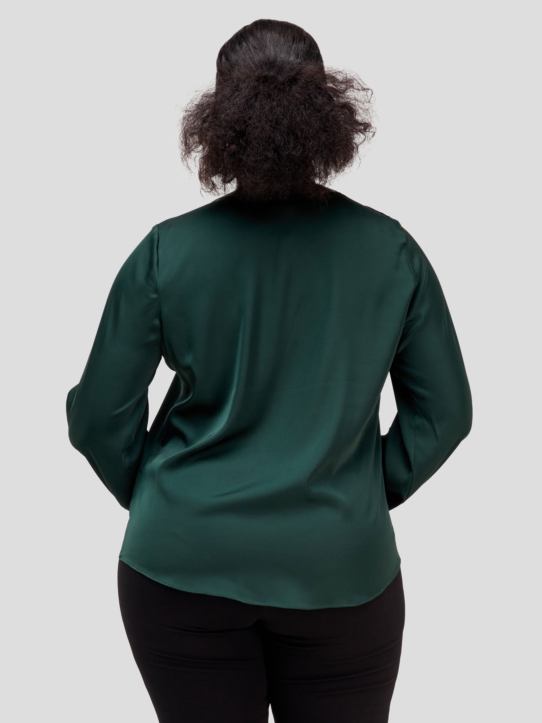 Vivo Sawari Long Sleeve V-Neck Top - Dark Green