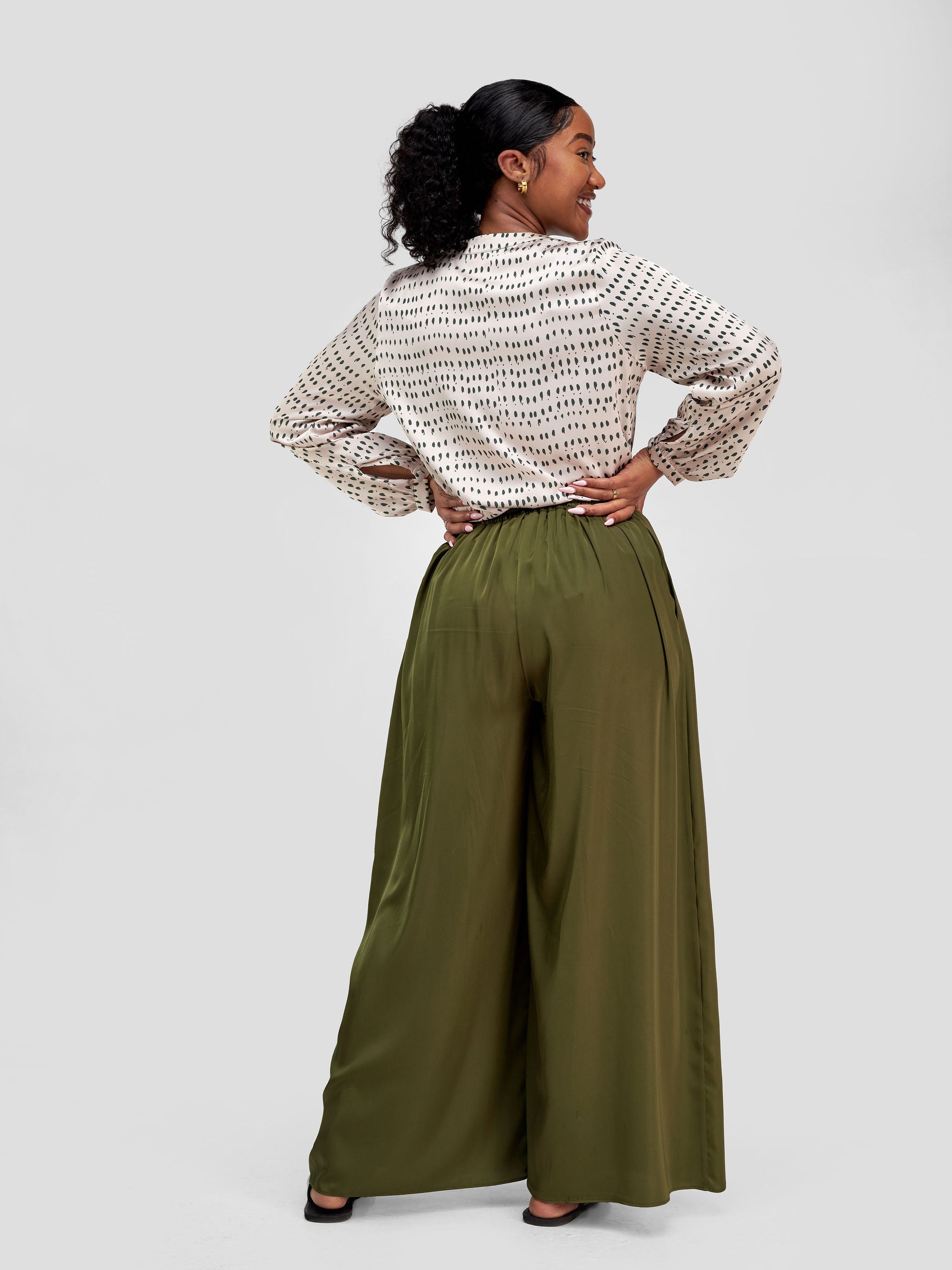 Vivo Lani High Waist Wide Leg Pants - Hunters Green