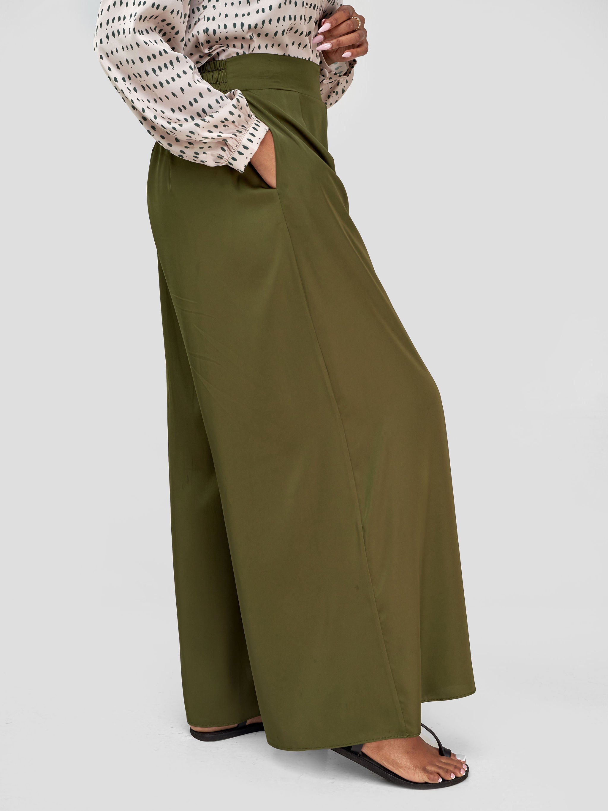 Vivo Lani High Waist Wide Leg Pants - Hunters Green