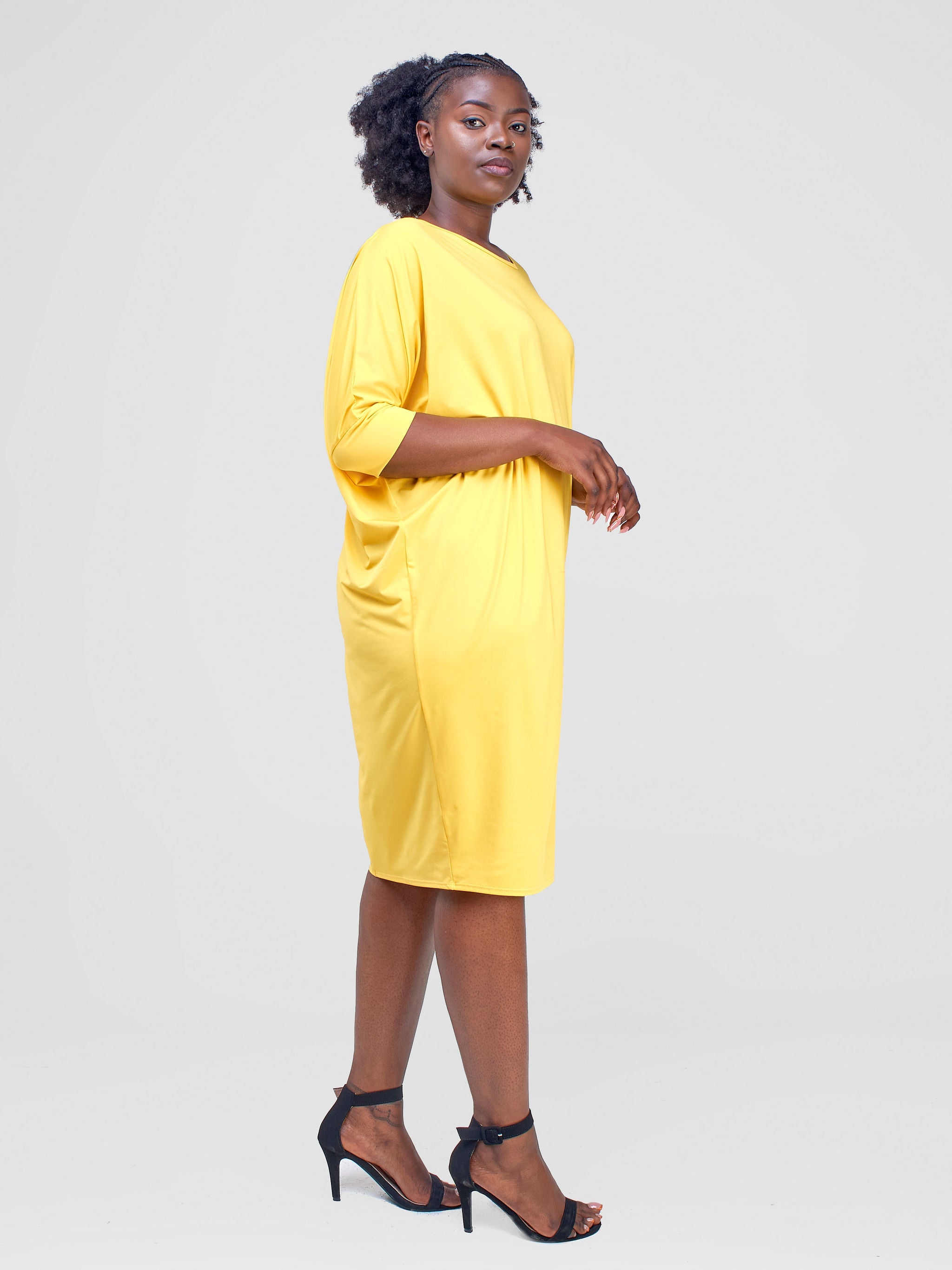 Vivo Hisi Dolman Knee Length Dress - Yellow