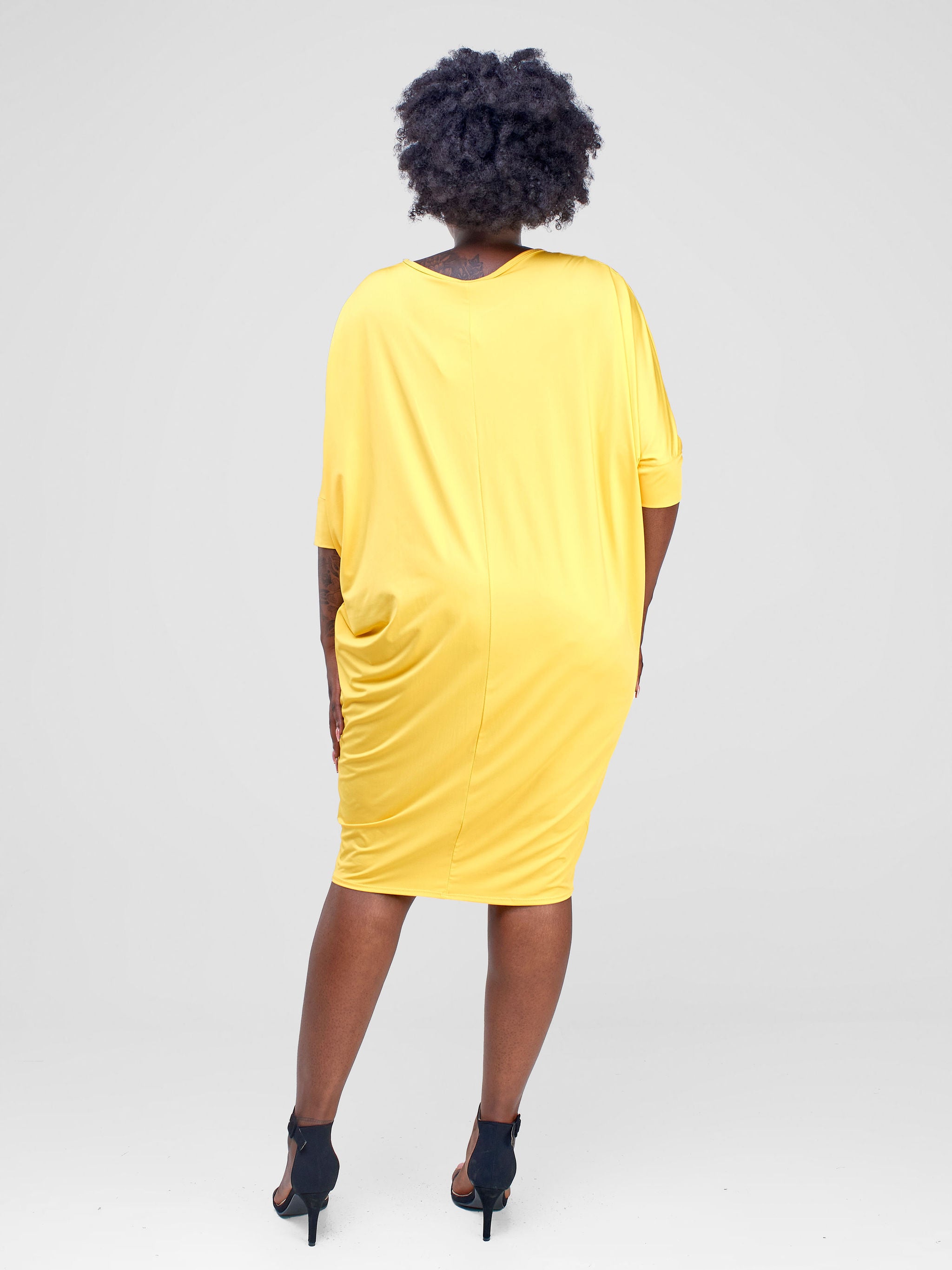 Vivo Hisi Dolman Knee Length Dress - Yellow