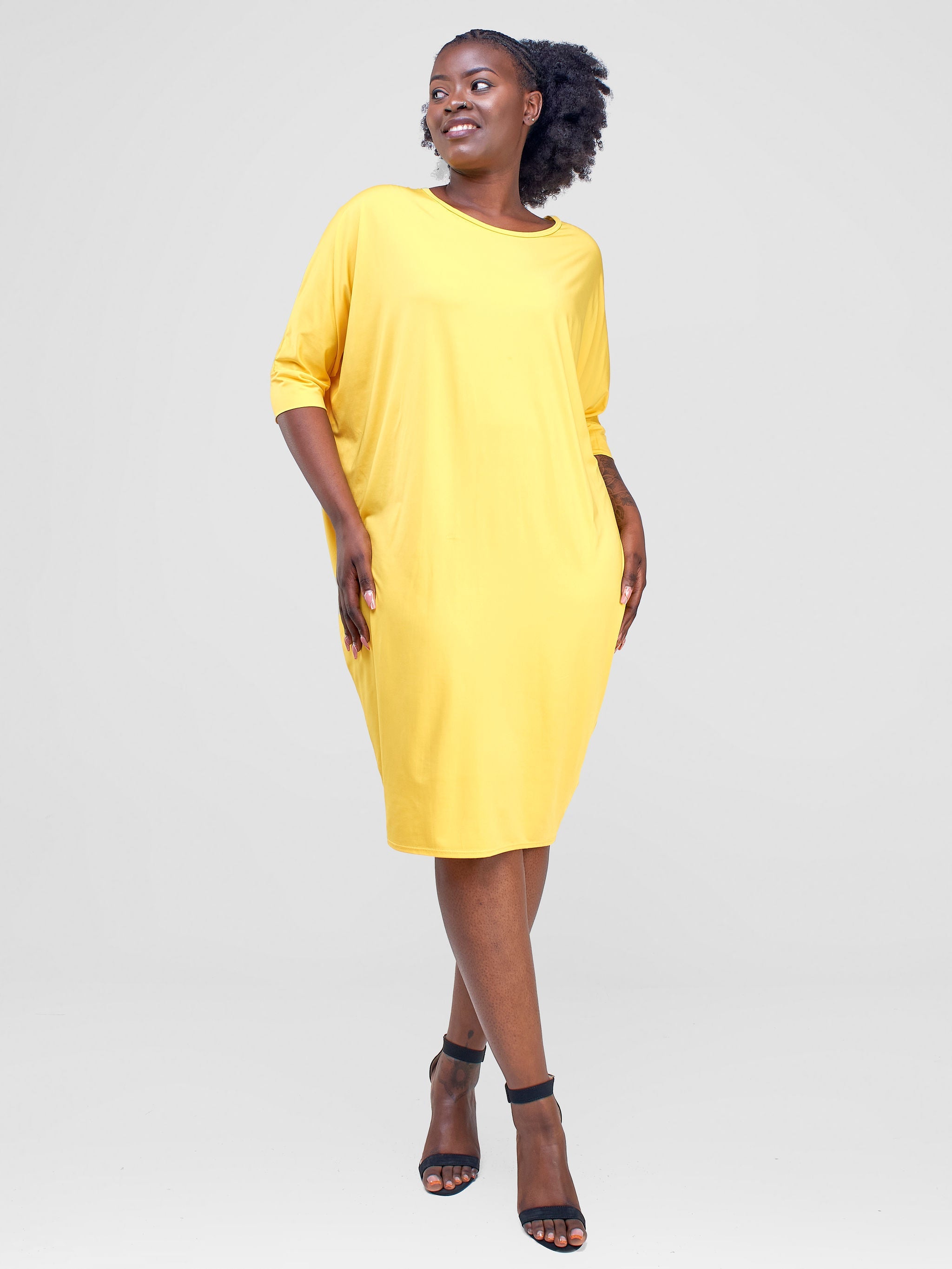 Vivo Hisi Dolman Knee Length Dress - Yellow