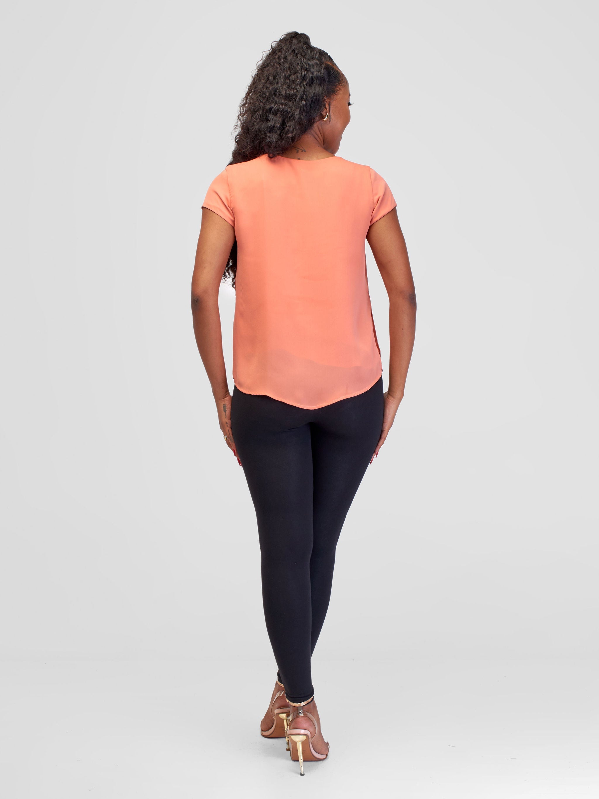 Vivo Amara Cap Sleeve Layered Top - Peach