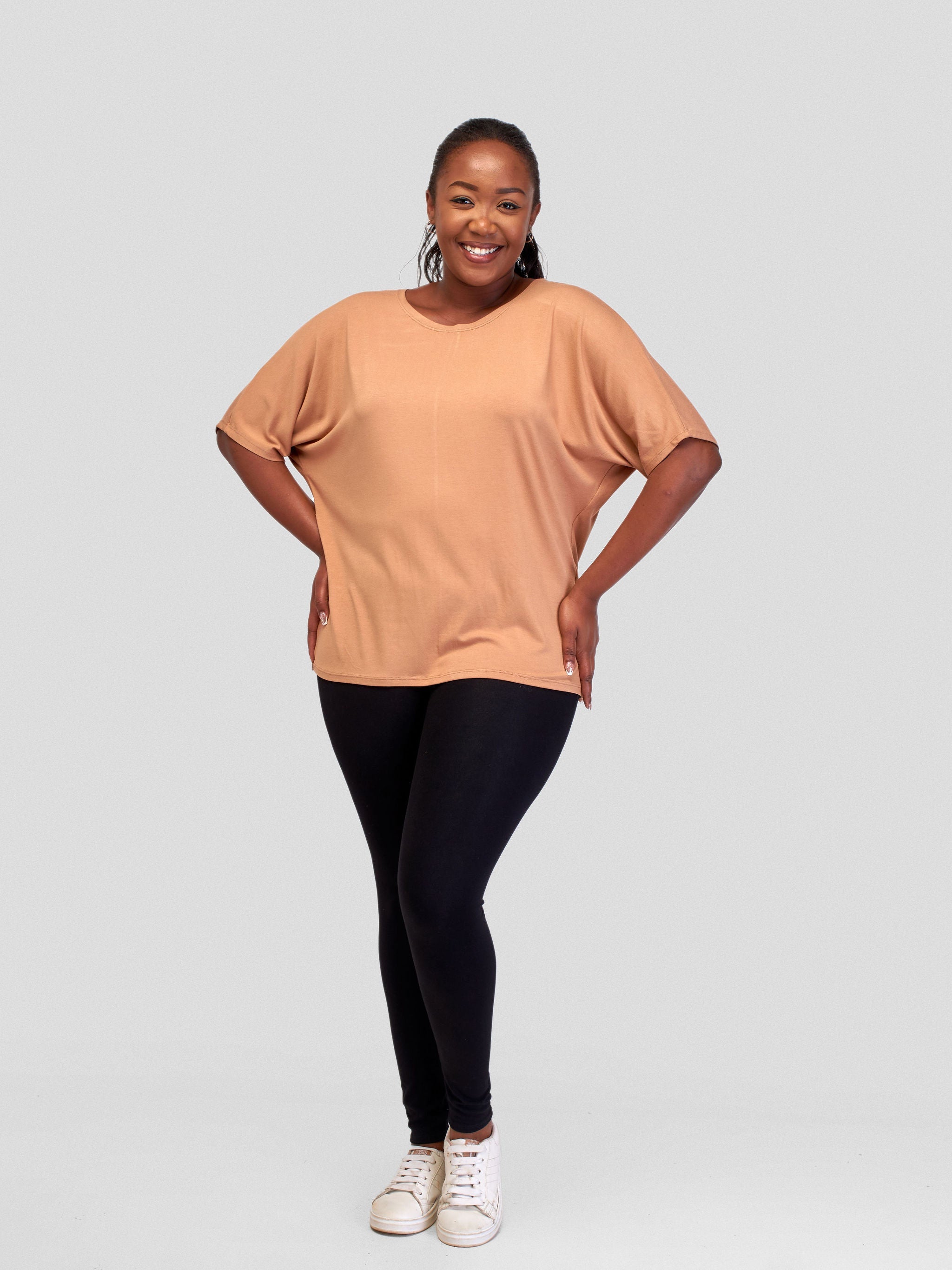 Vivo Basic Sienna Jersey Top - Tan