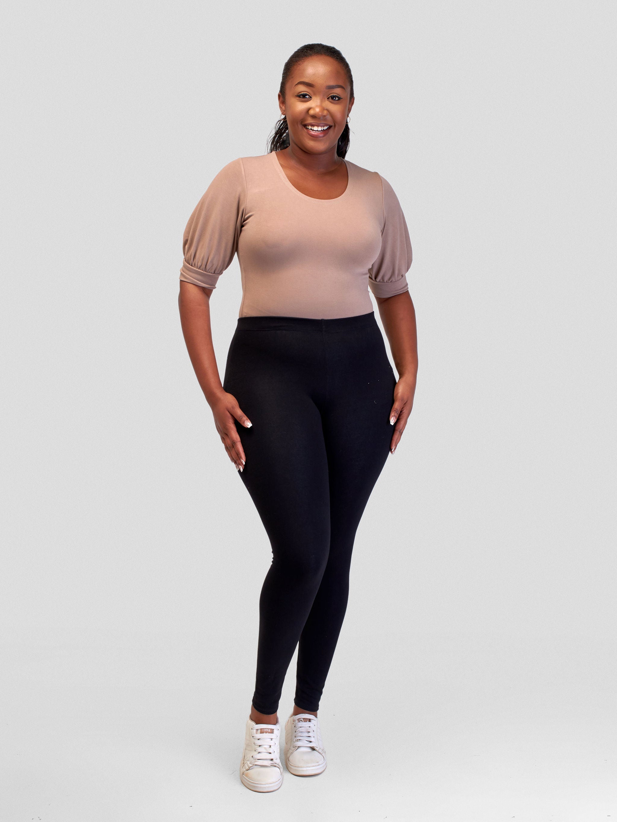 Vivo Tana Puff Sleeve Bodysuit - Taupe