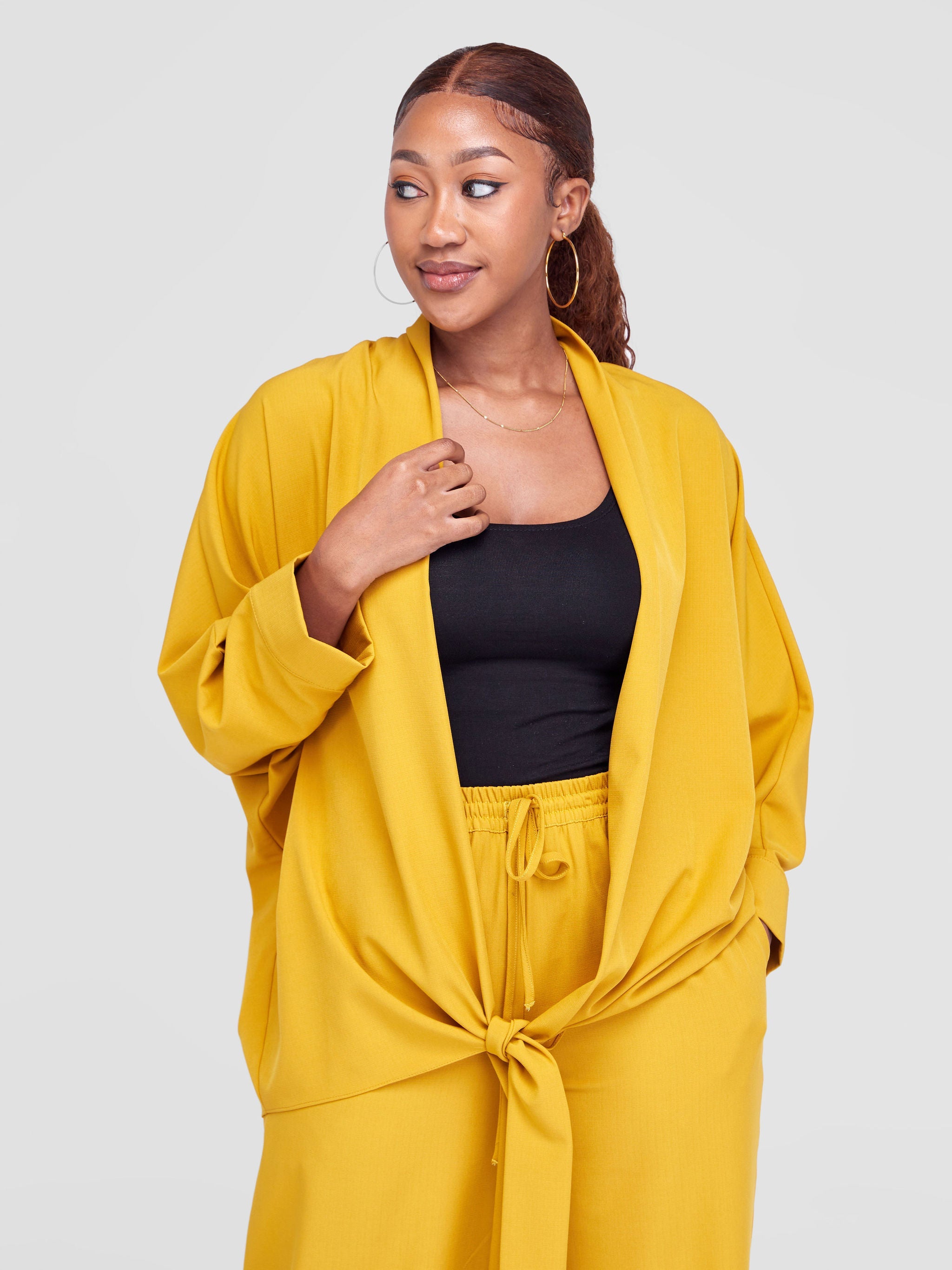 Vivo Zahari  Dolman Tie Kimono - Mustard