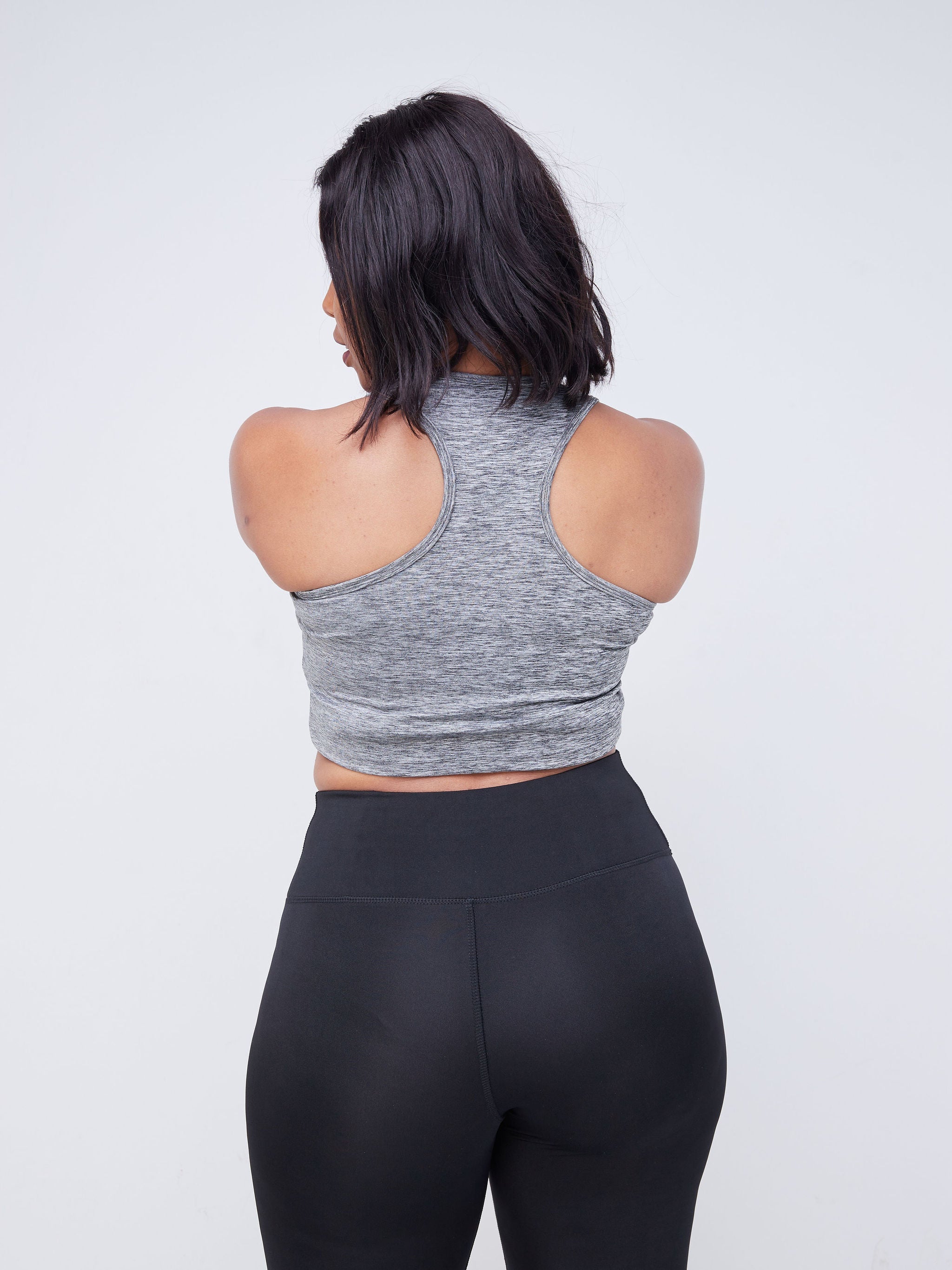 Vivo Fitness Racer Back Bra Top - Grey