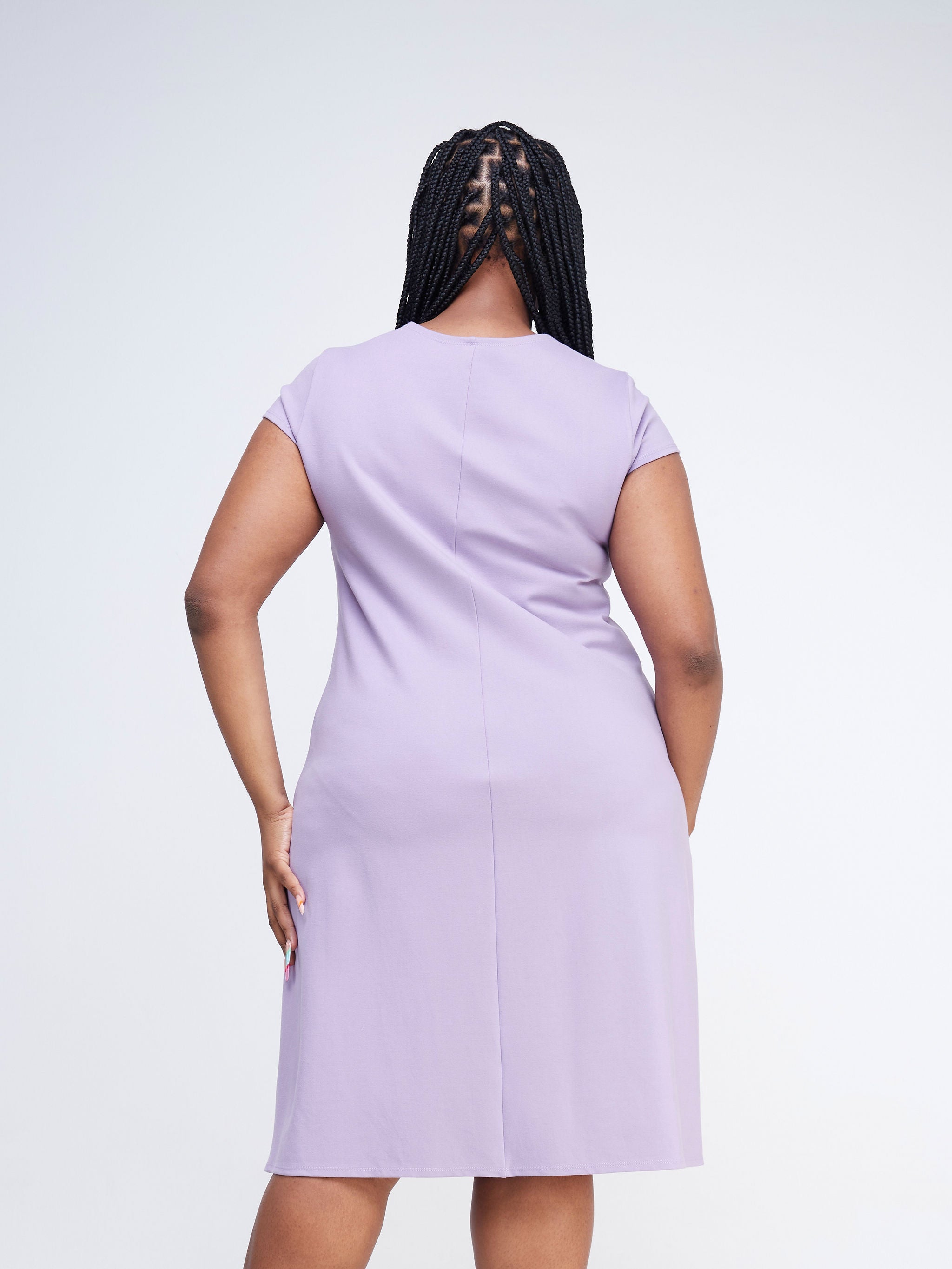 Vivo Fasi Cap Sleeve Asymmetrical Panel A-Line Dress - Lilac