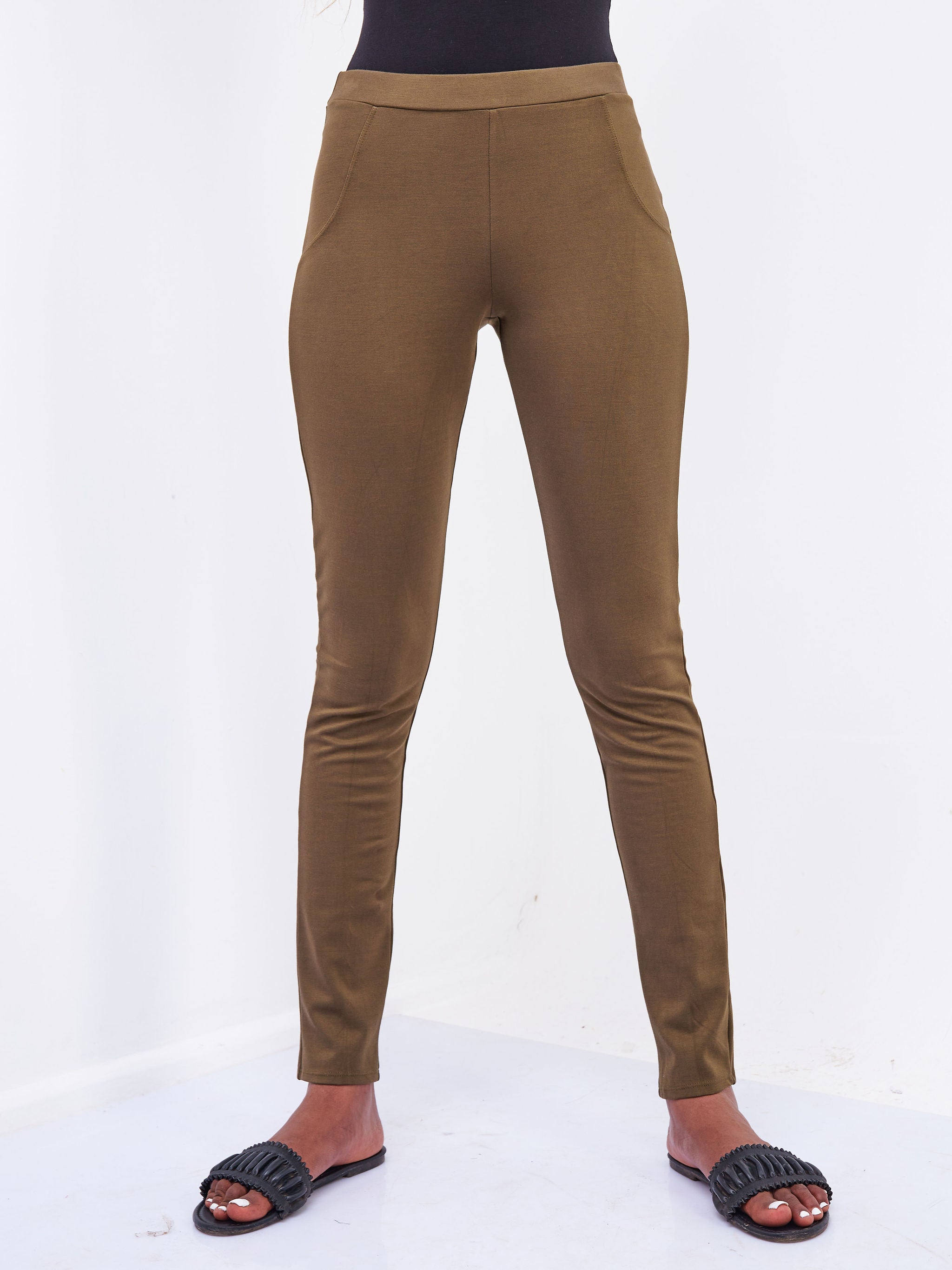 Vivo Basic Faux Pocket Leisure Pants - Hunters Green