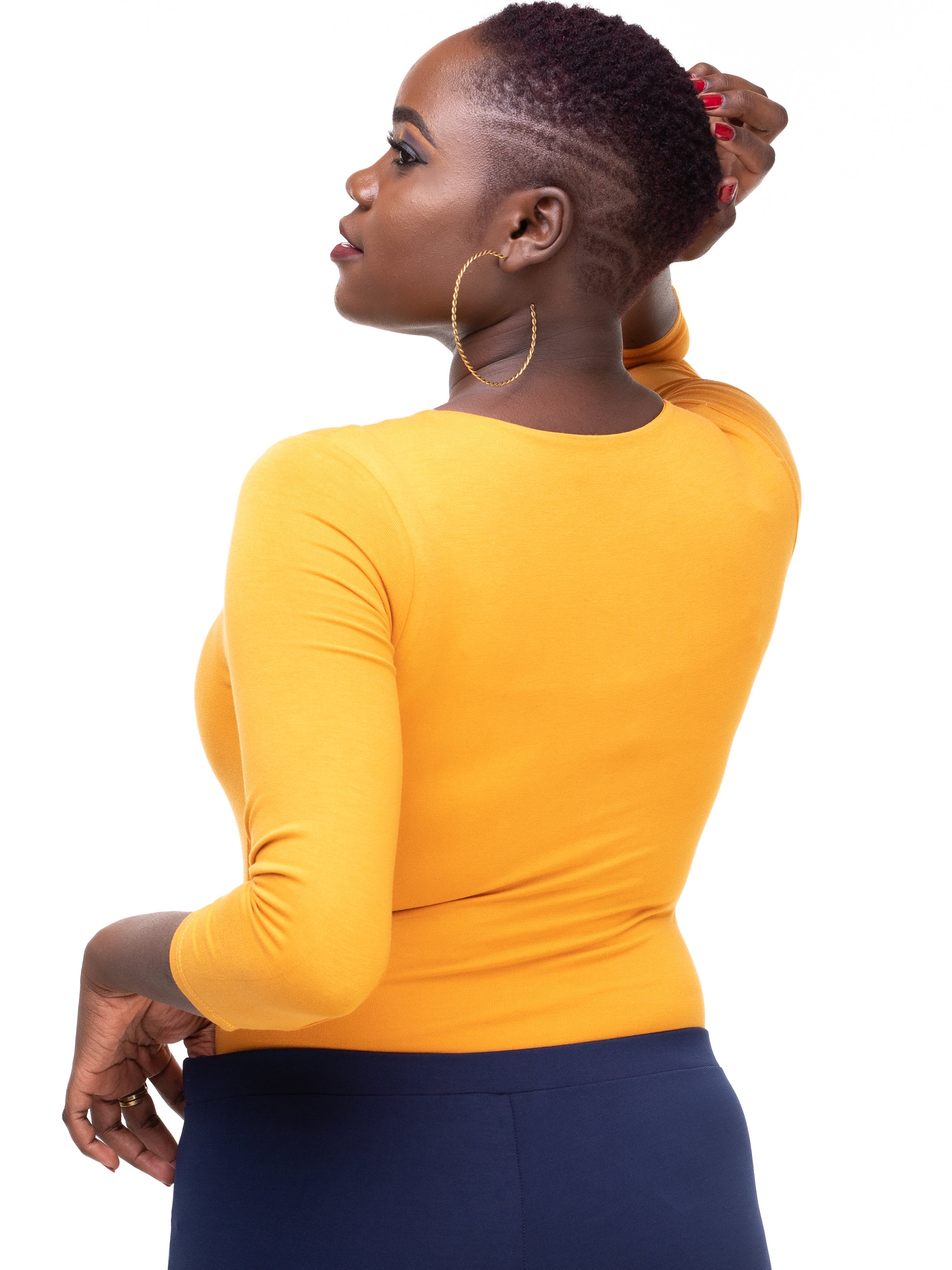 Vivo Basic 3/4 Sleeved Double Layered Bodysuit - Mustard