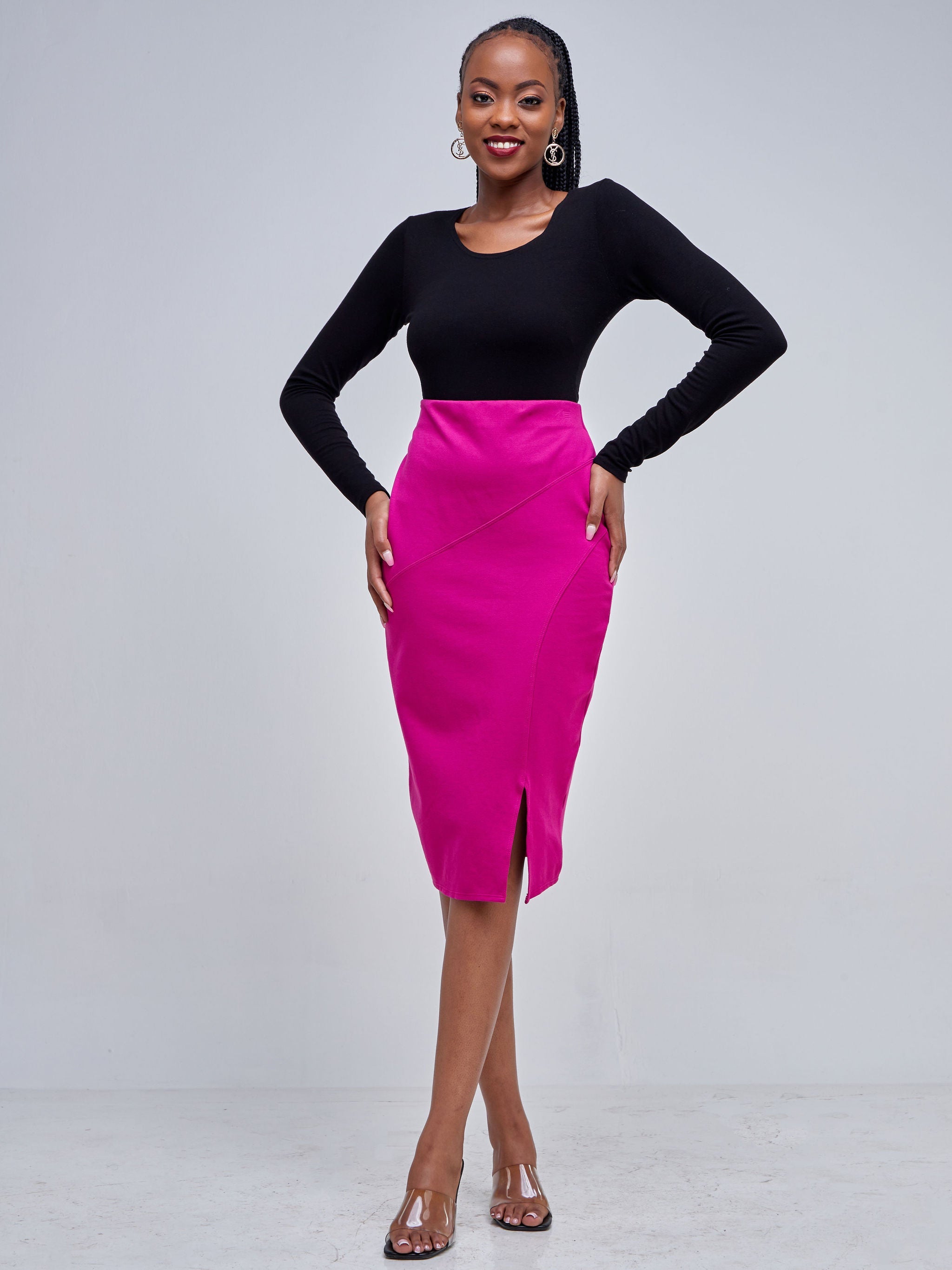 Vivo Fasi Panel Pencil Skirt - Pink