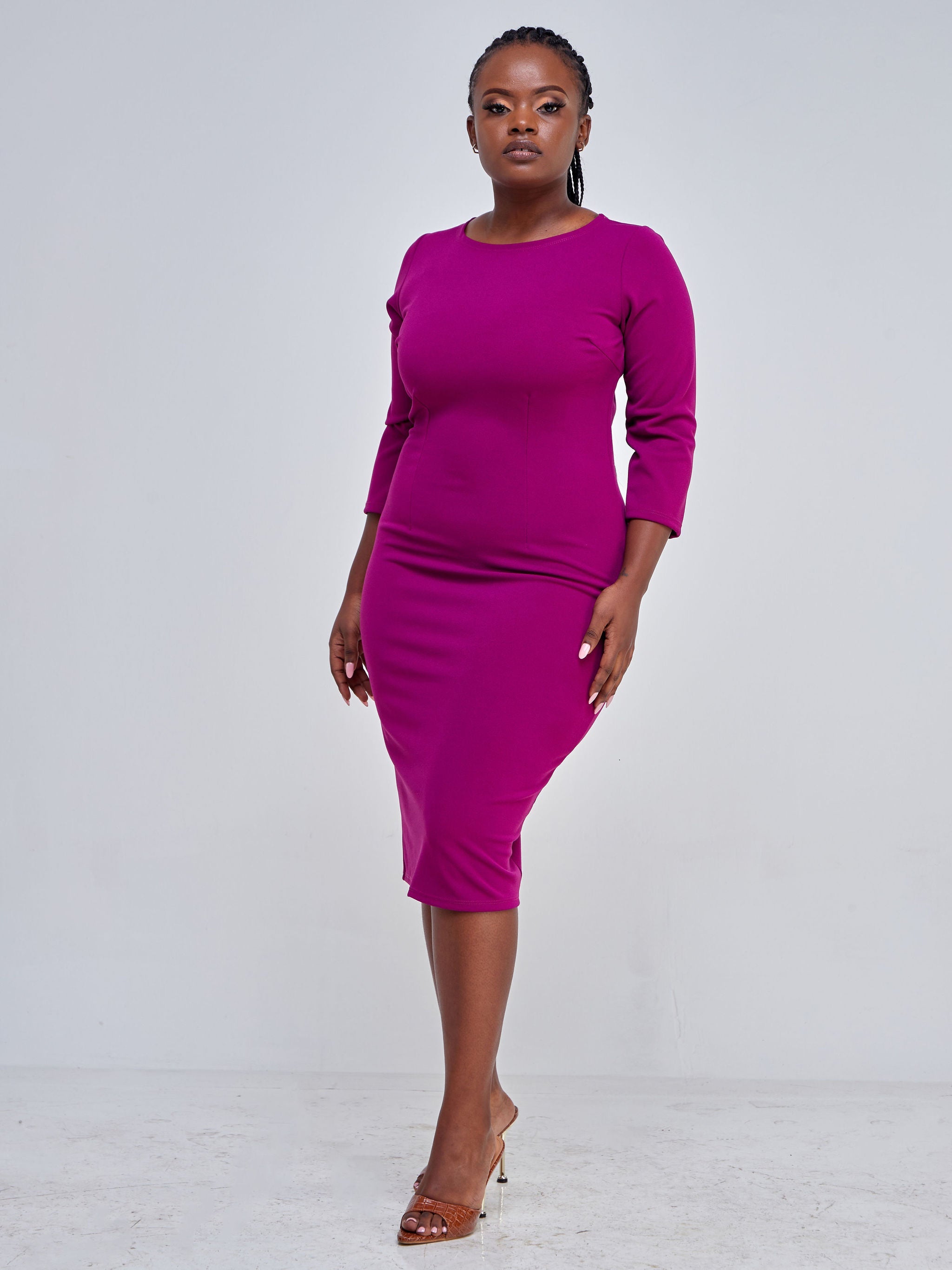 Vivo Imara 3/4 Sleeve Sheath Dress - Purple