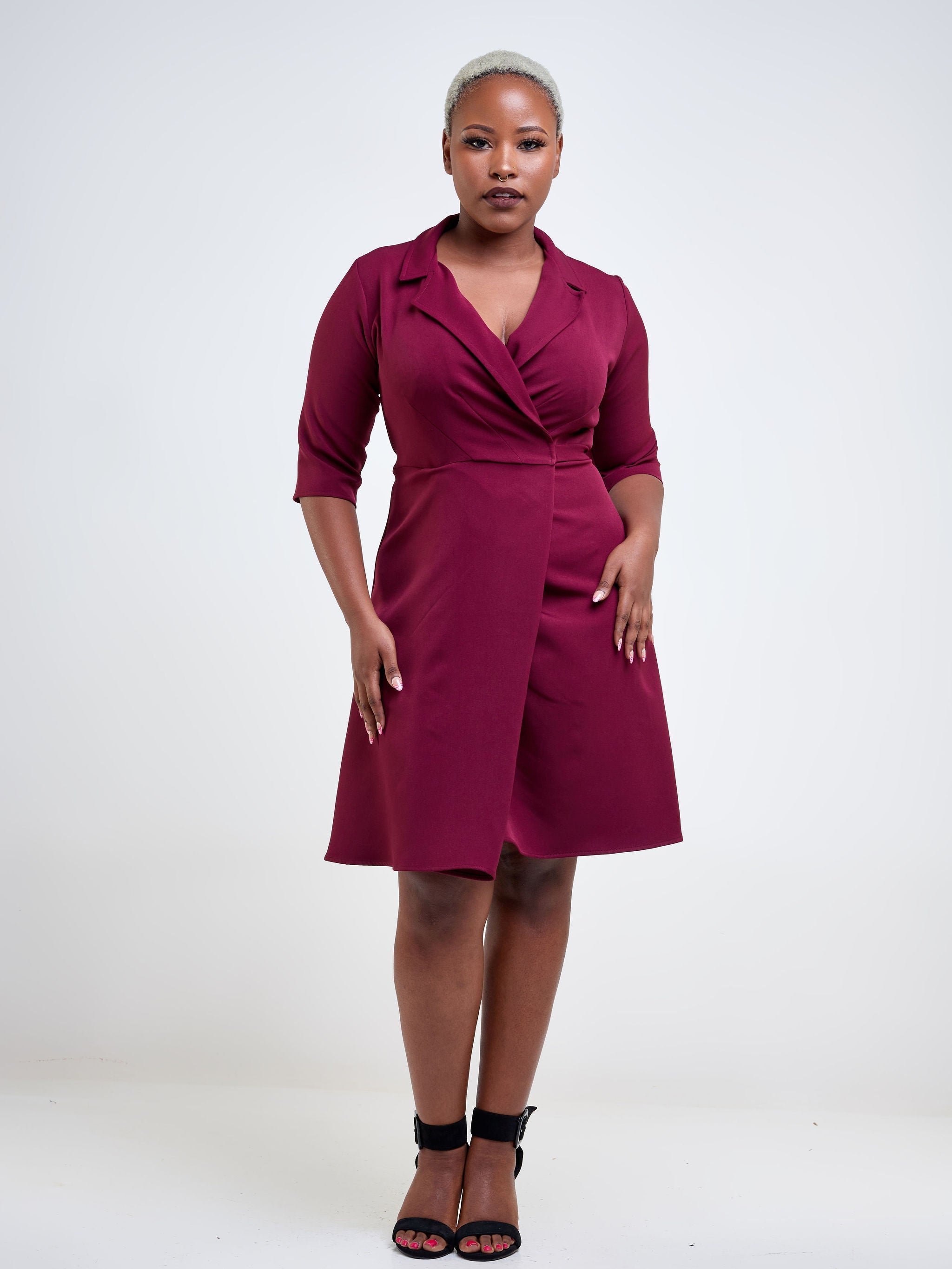 Burgundy wrap dress best sale