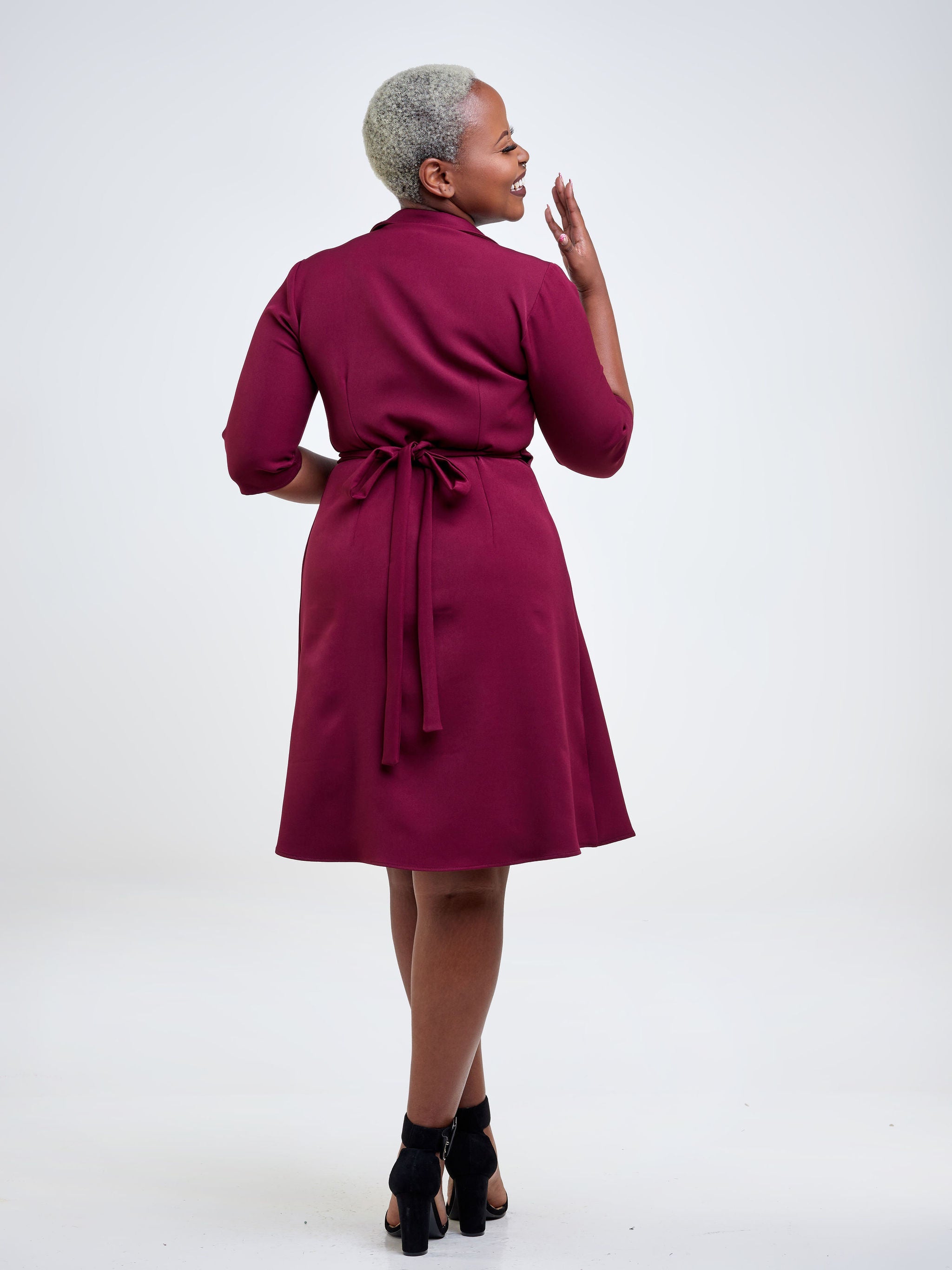 Vivo Taji 3/4 Sleeve Wrap Dress - Burgundy