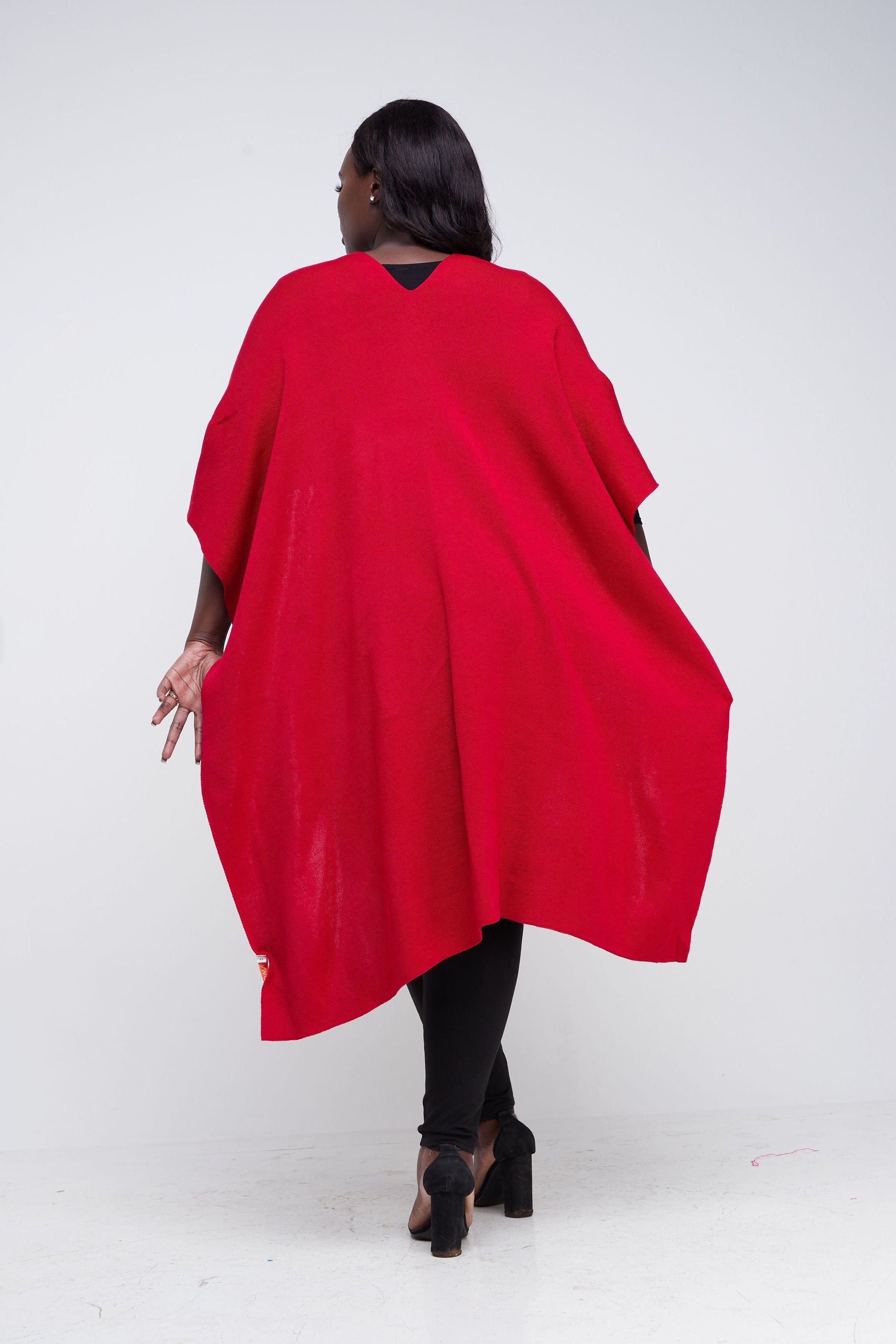 Vivo Basic Double Layered Wrap Poncho (Without Fringe) - Dark Red