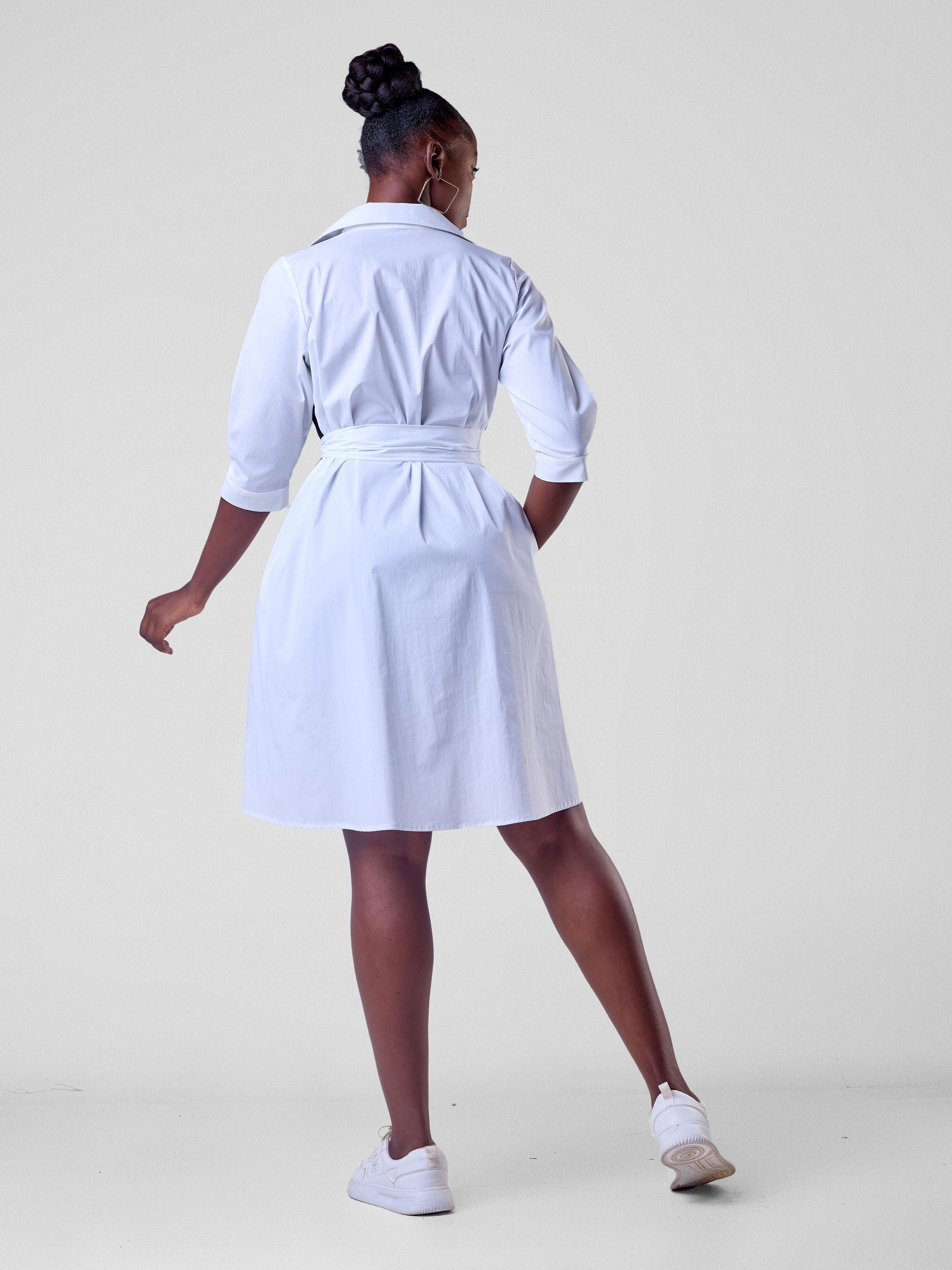 Safari Lira Front Panelled Shirt Dress - White / Black