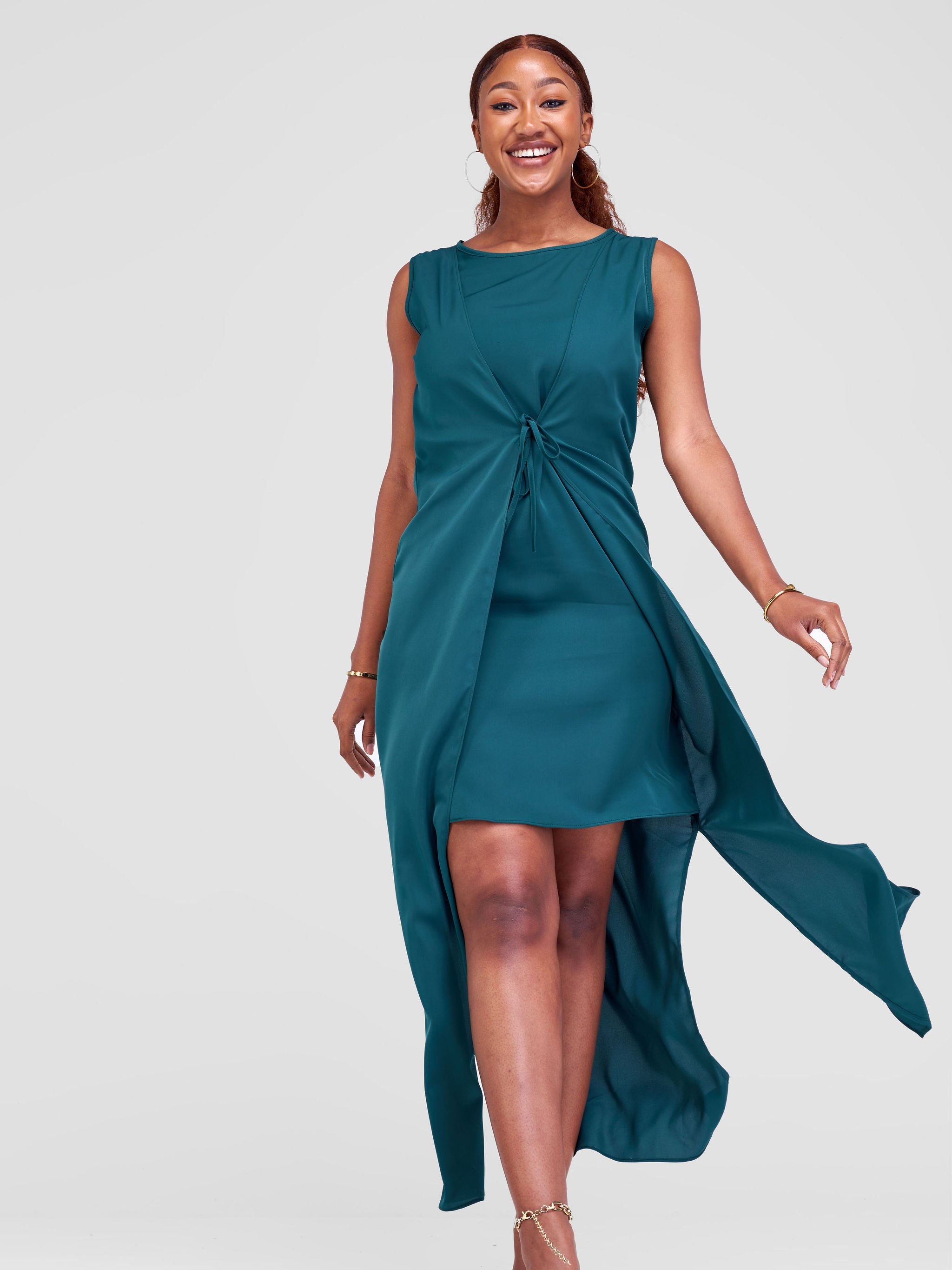 Vivo Dali Panel Dress - Dark Green