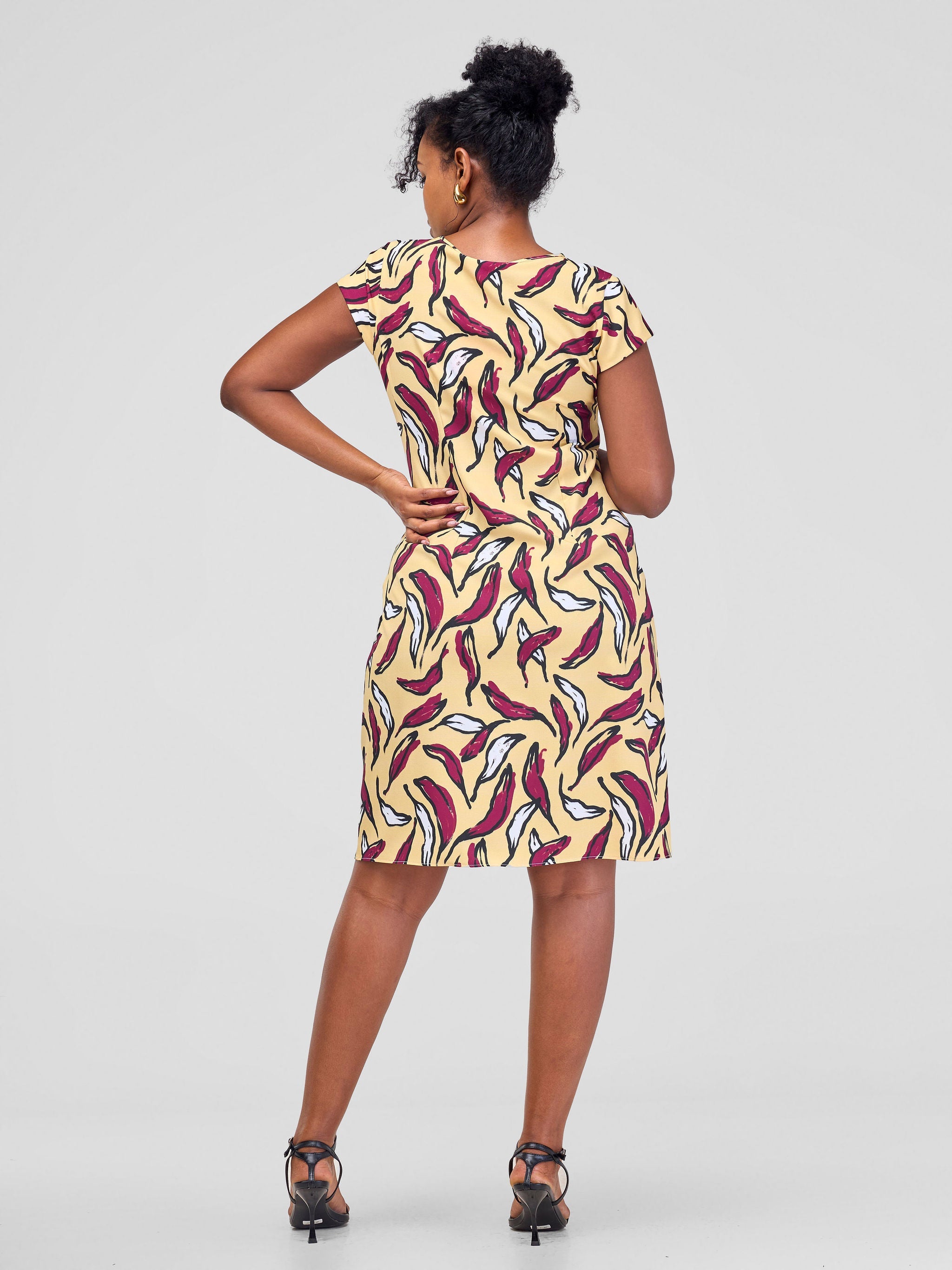 Vivo Laika Cap Sleeve Shift Dress - Burgundy Molo Print