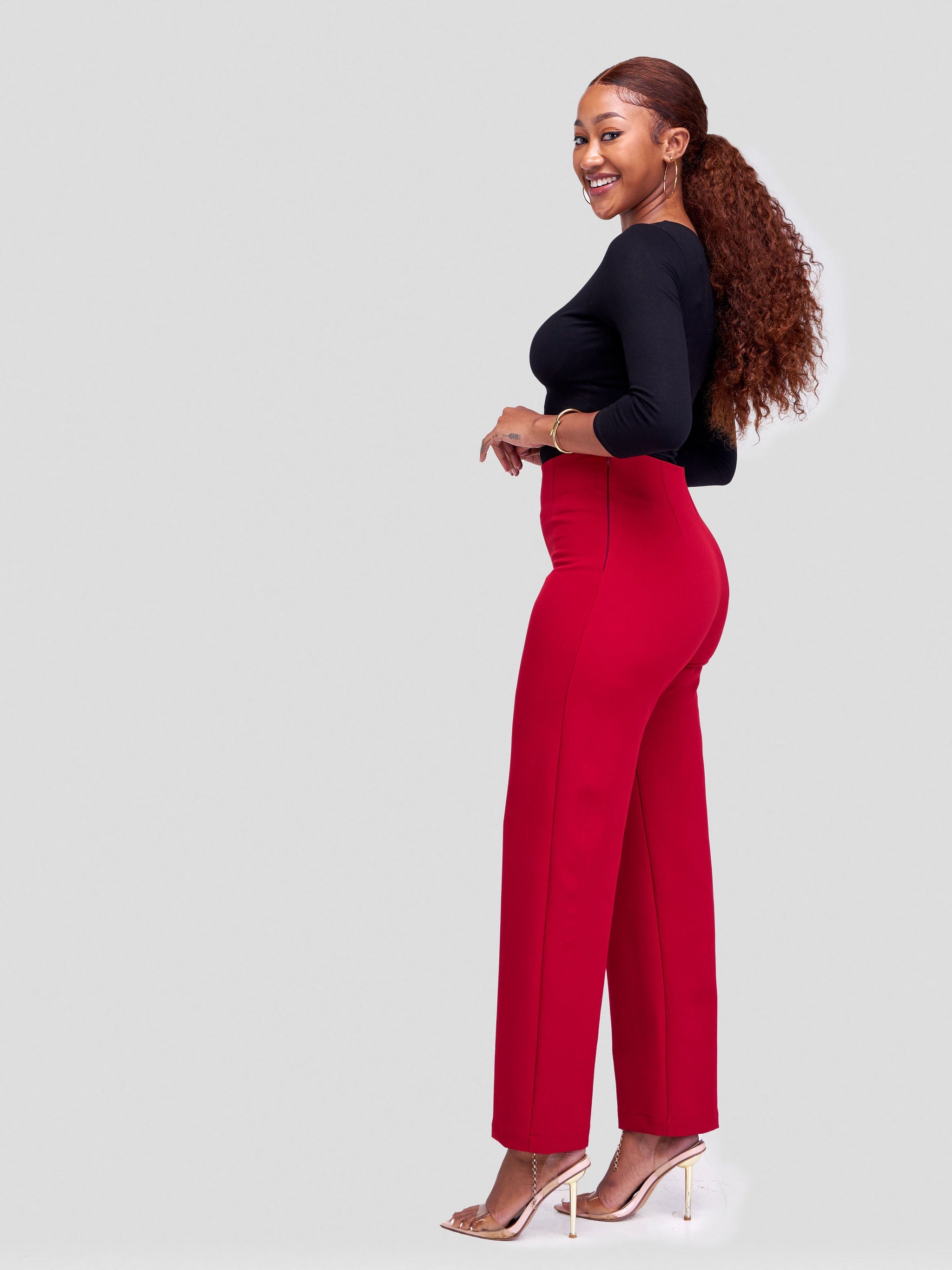 Vivo Taji Straight Leg Pants - Dark Red