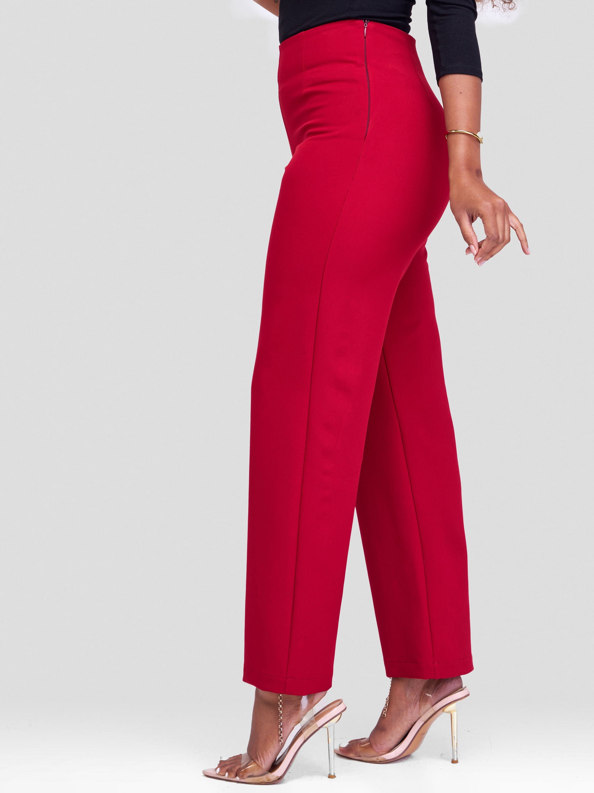 Vivo Taji Straight Leg Pants - Dark Red