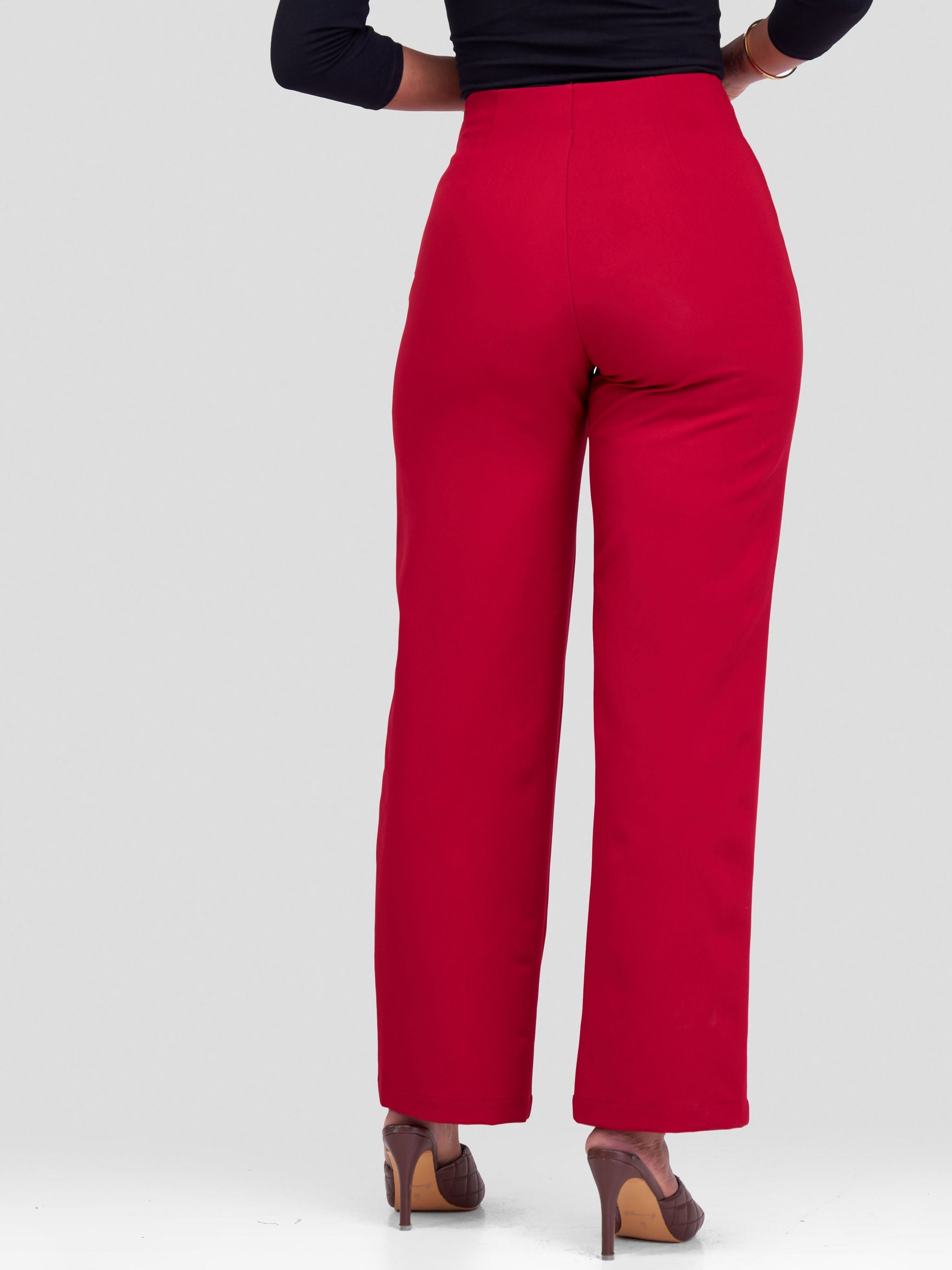 Vivo Taji Straight Leg Pants - Dark Red