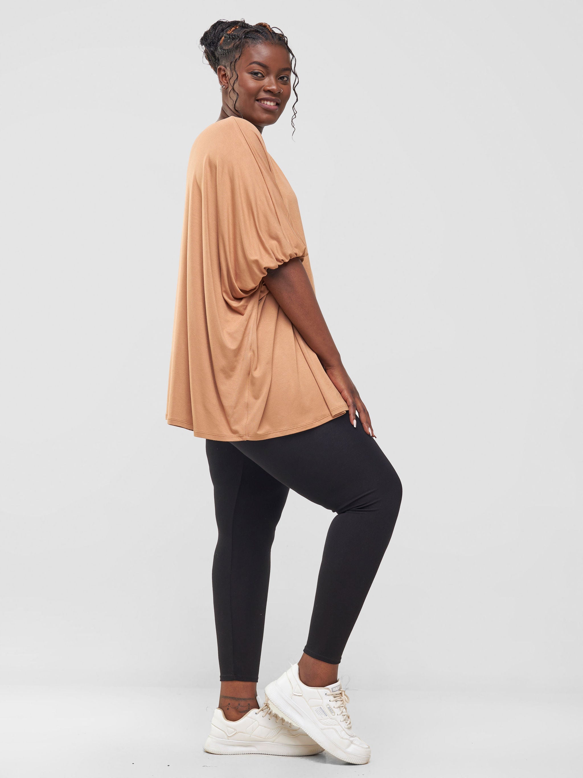 Vivo Basic Wide Jersey Top - Tan