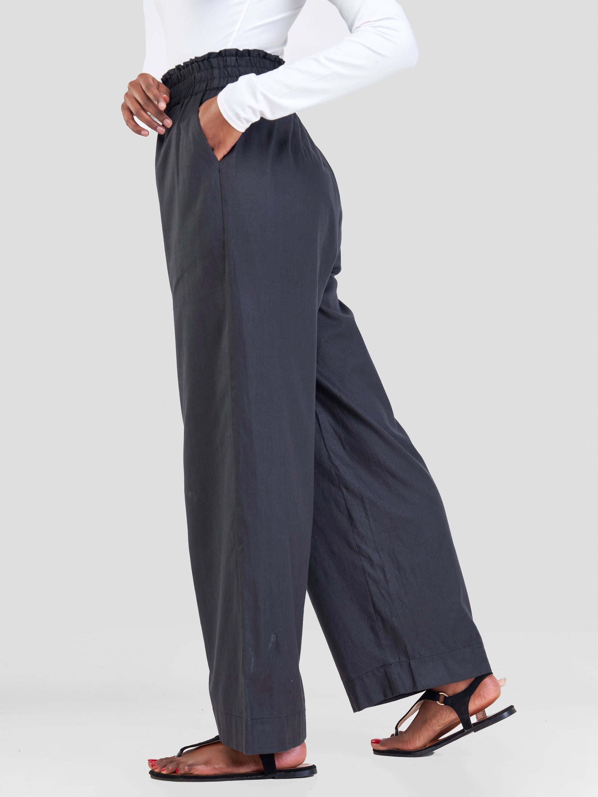 Safari Kikoy Wide Leg Pants -Black