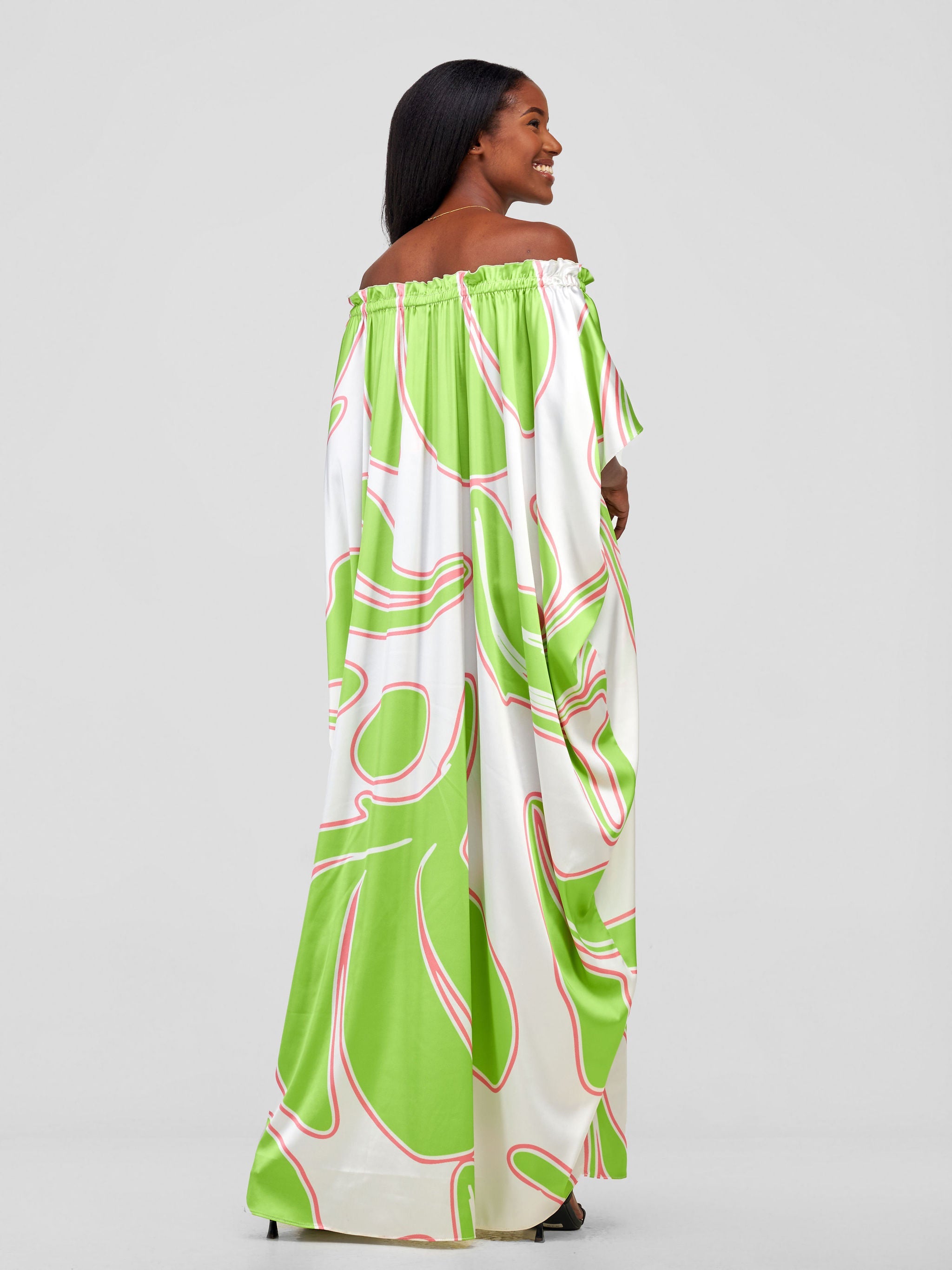 Vivo Sanyu Maxi Tent Dress - Lime Green / White Zazi Print