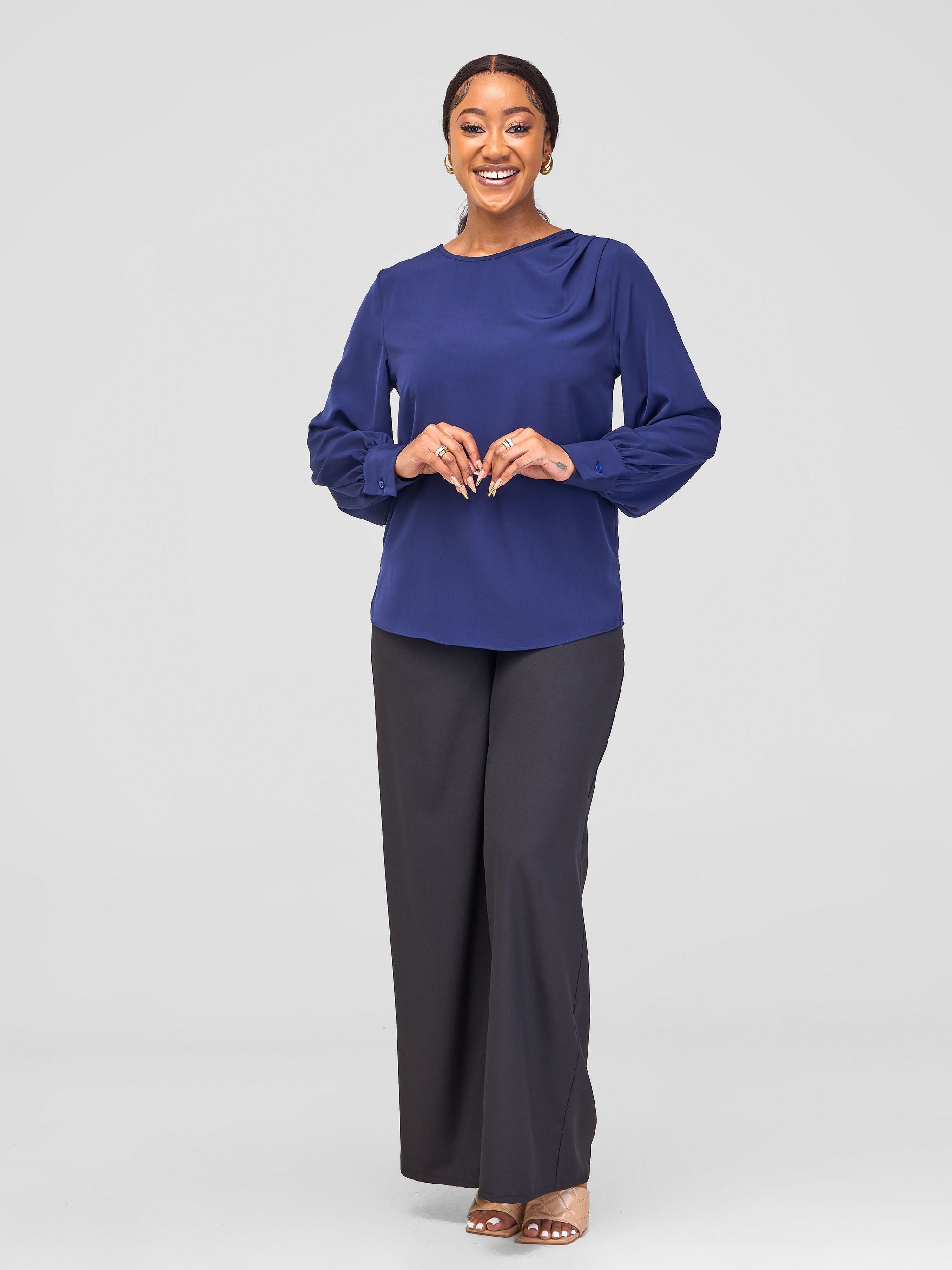 Vivo Ajani Long Sleeve Top - Navy Blue