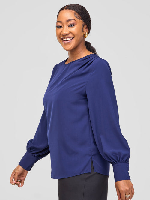 Vivo Ajani Long Sleeve Top - Navy Blue