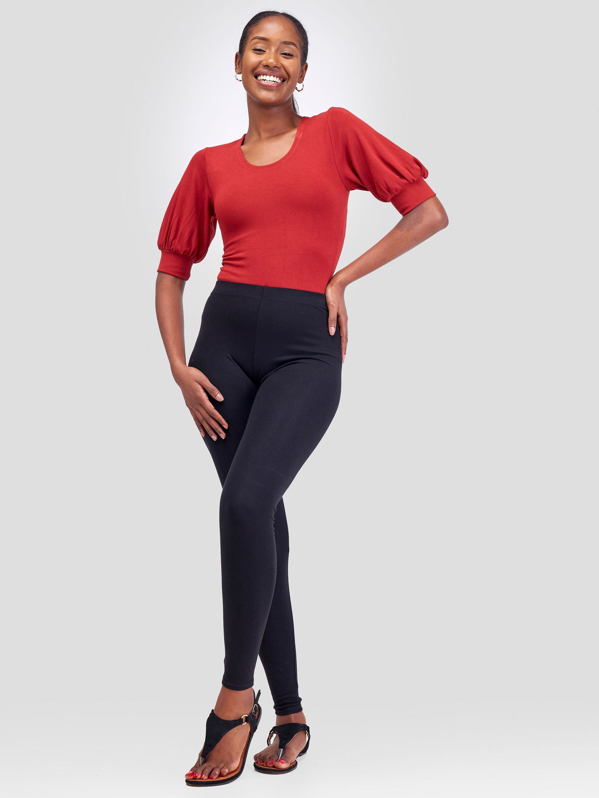 Vivo Tana Puff Sleeve Bodysuit - Rust