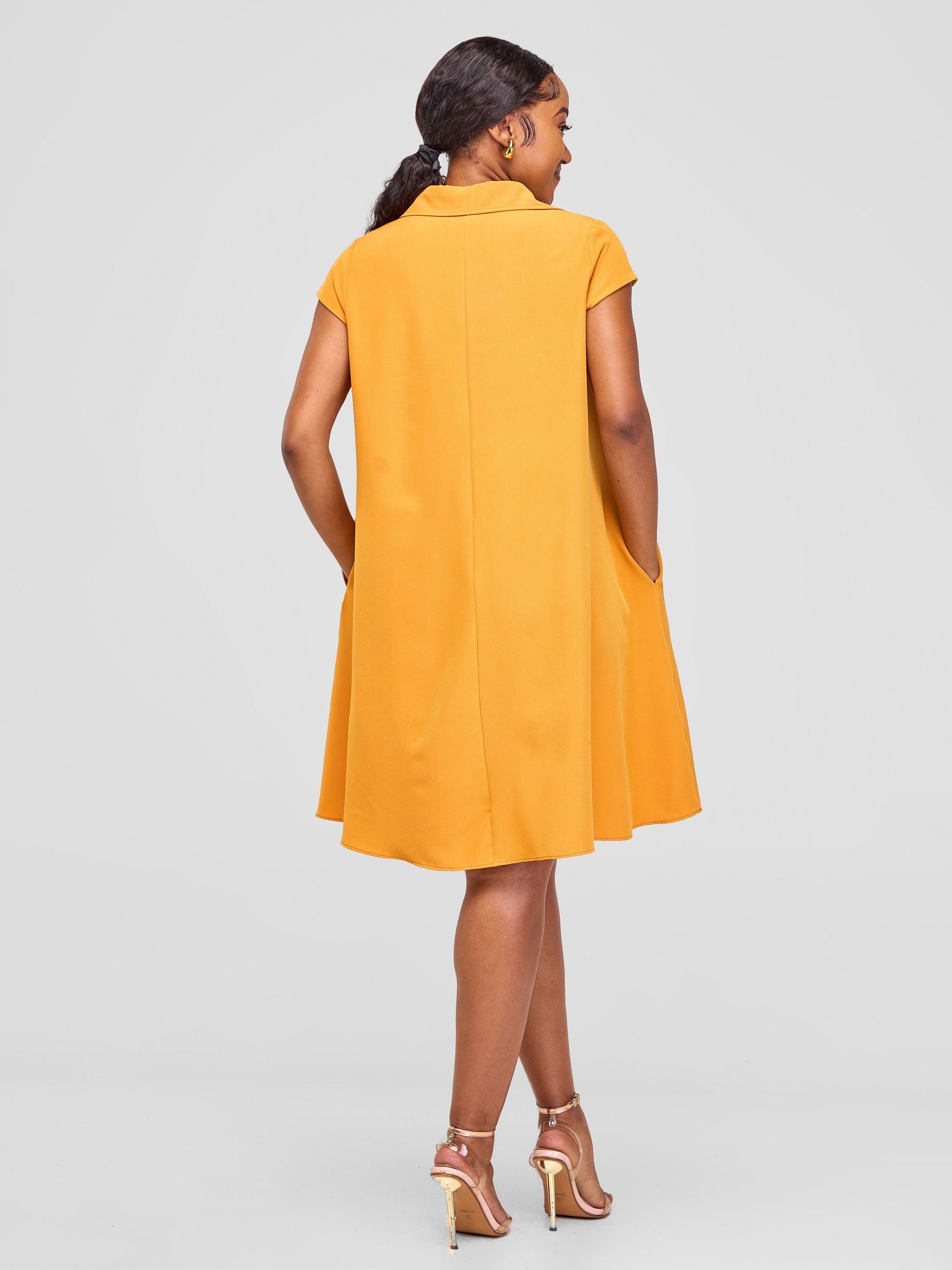 Vivo Yumi Cap Sleeve Dress - Mustard