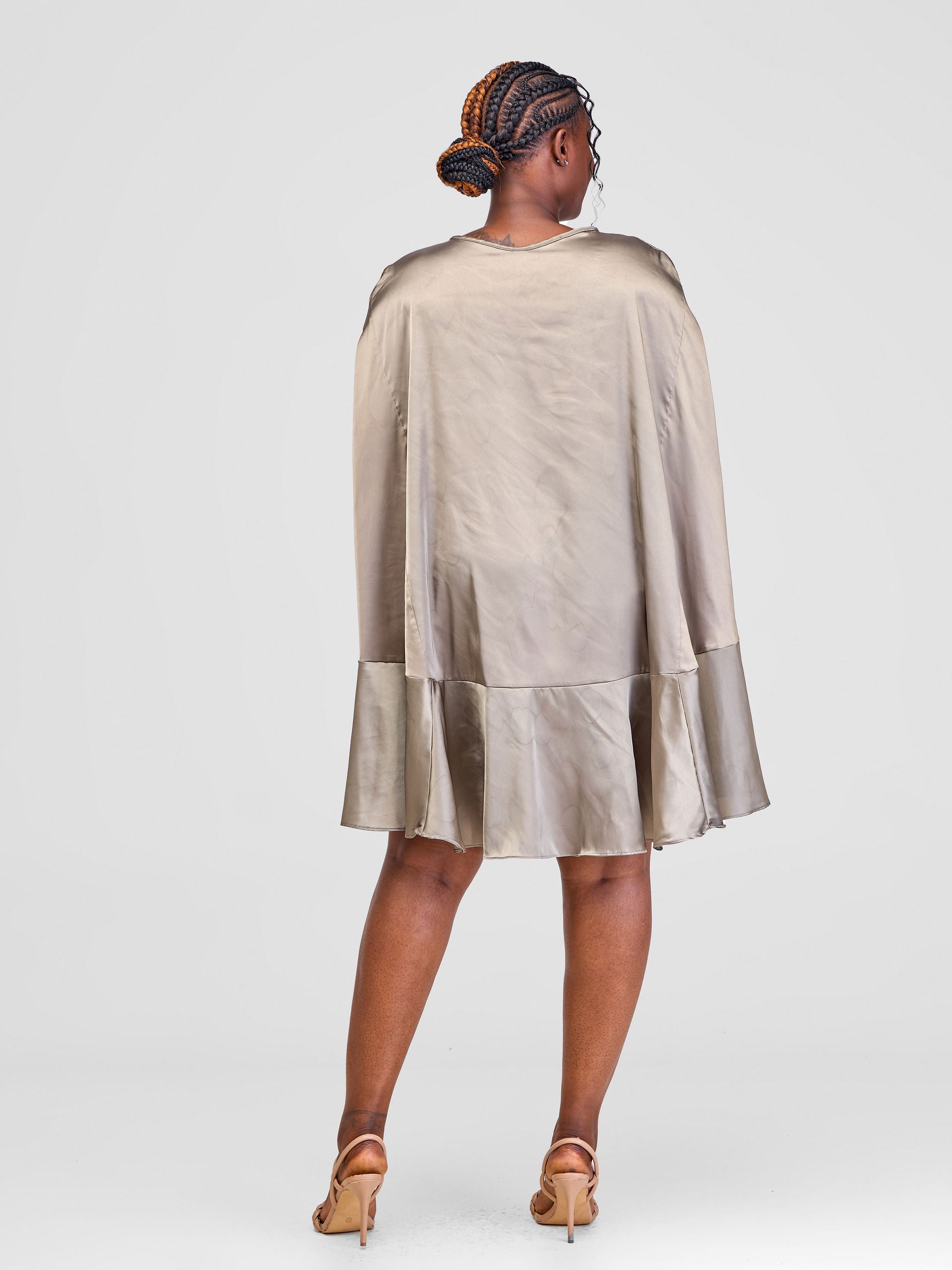 Vivo Thando Cape Knee Length Dress - Grey