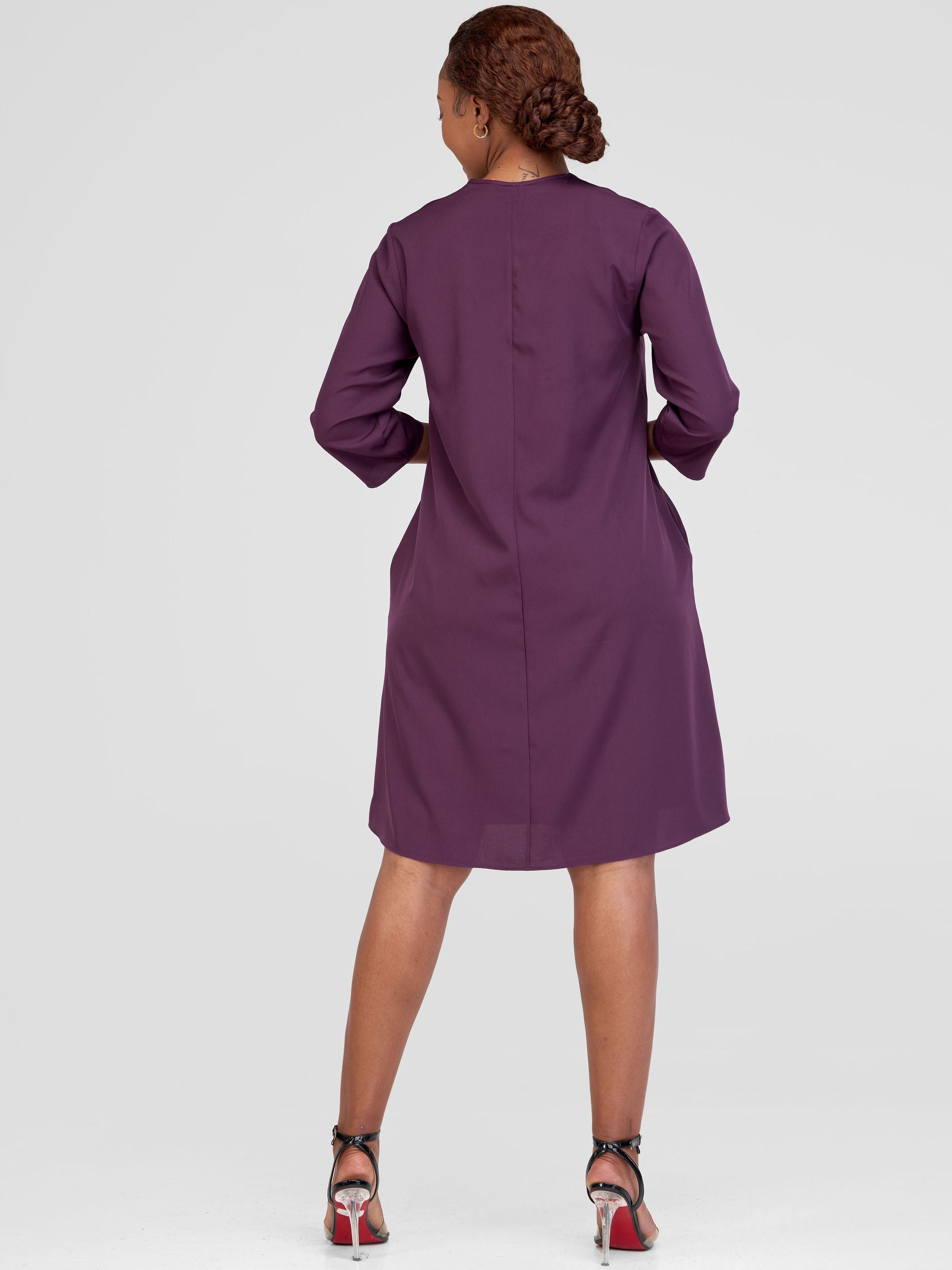 Vivo Pesi Notch Collar Tent Dress - Dark Purple