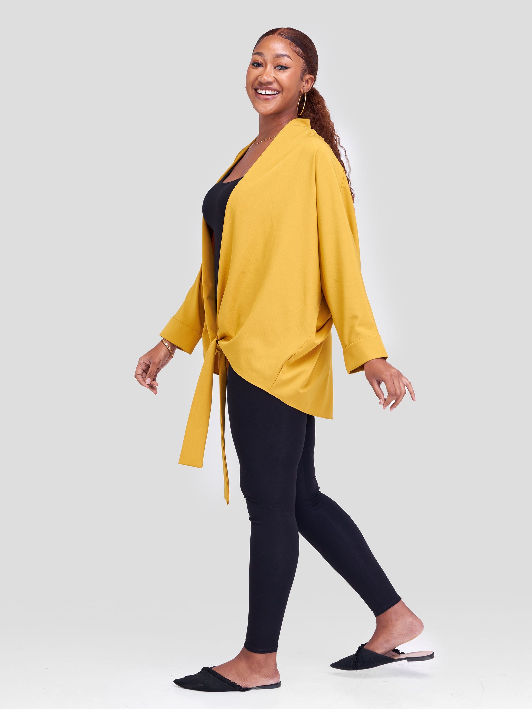 Vivo Zahari  Dolman Tie Kimono - Mustard